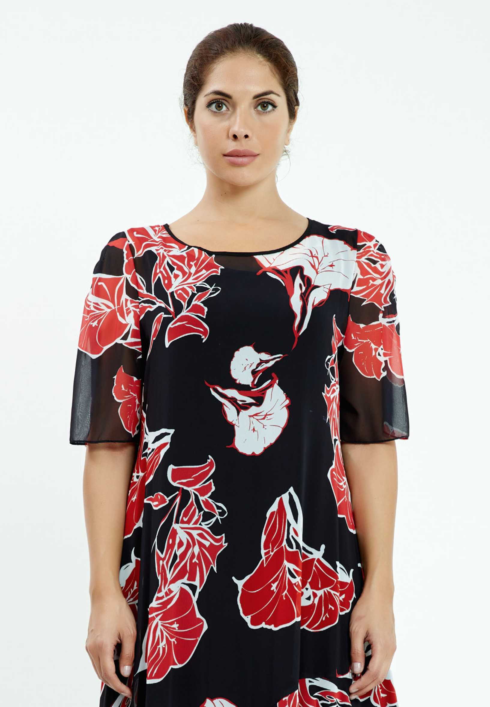 Short Sleeve Maxi Chiffon Column Plus Size Casual Dress ayb20y9501 - Image 8