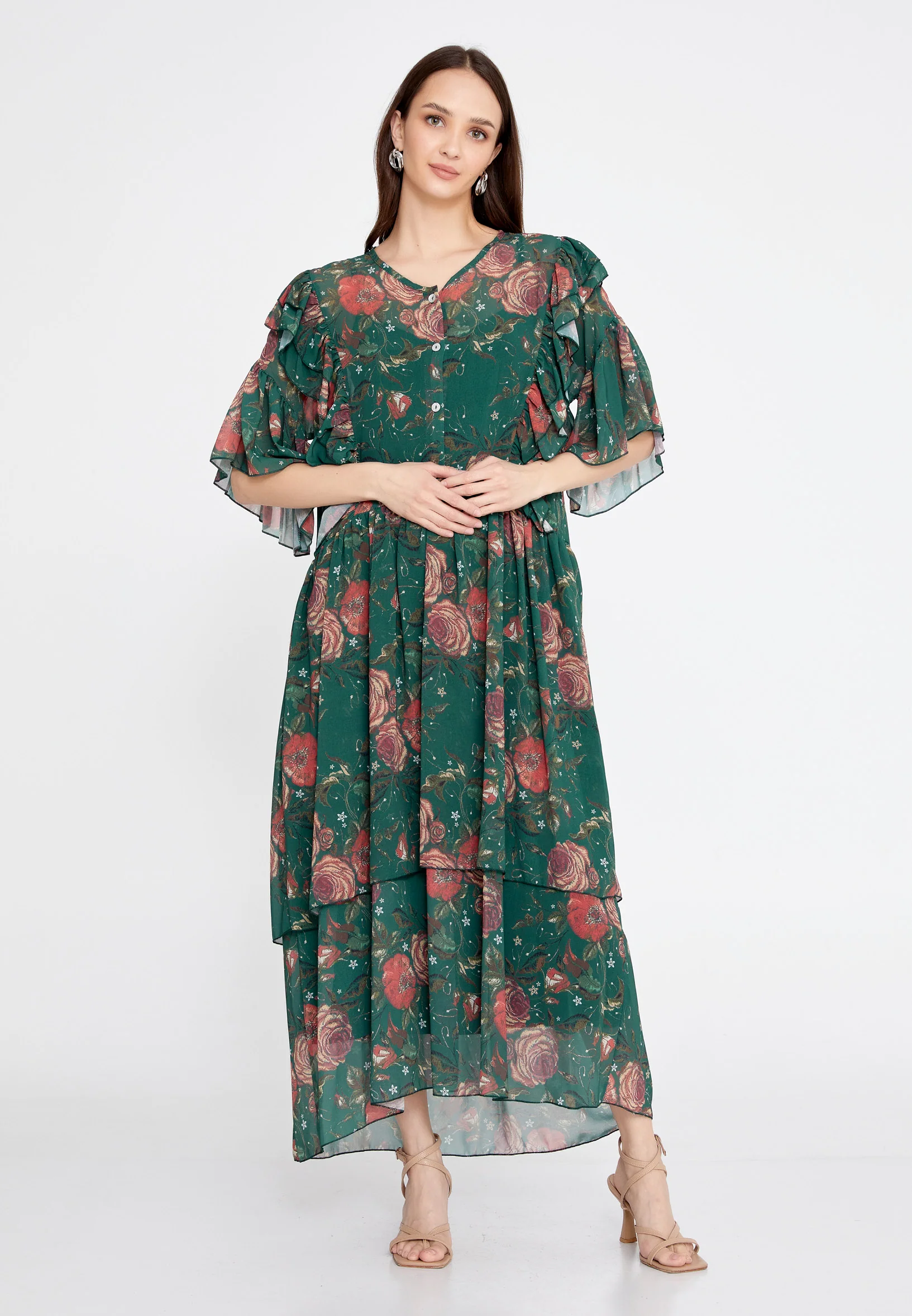 Short Sleeve Maxi Chiffon Column Regular Casual Dress rui192089 - Image 5