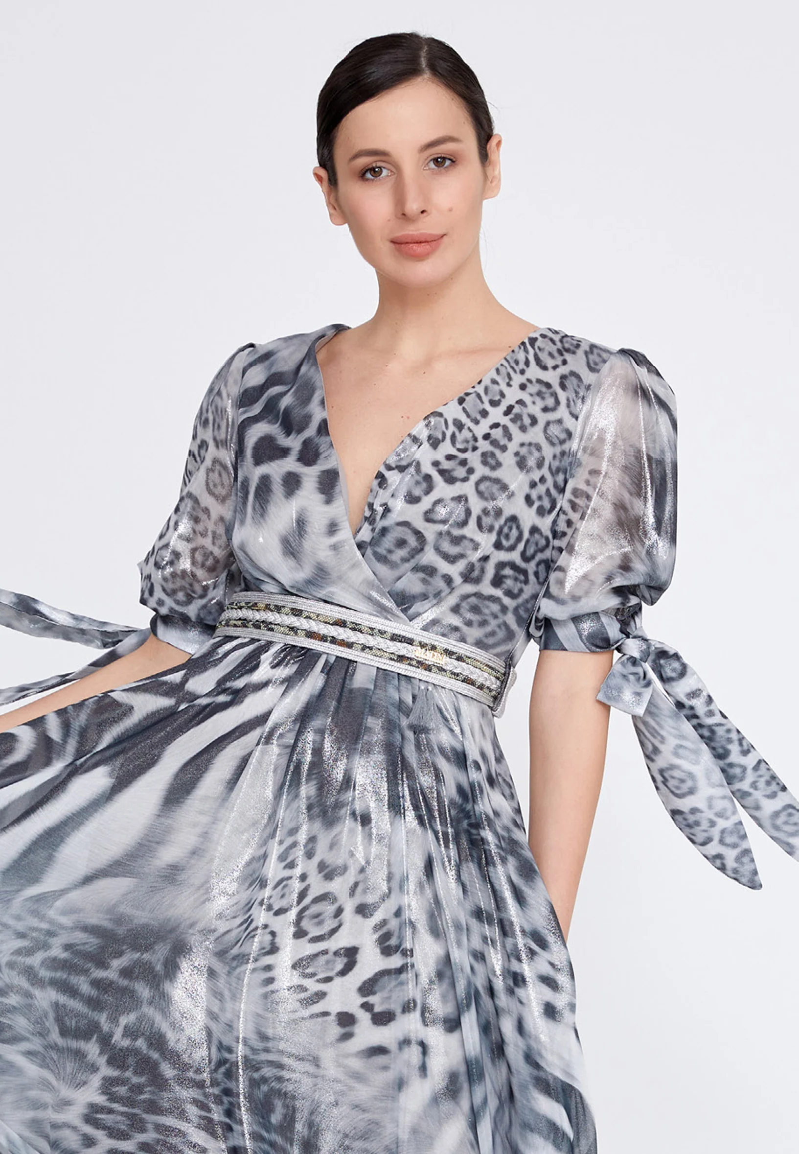 Short Sleeve Maxi Chiffon Column Regular Prom Dress mtn2207 - Image 12