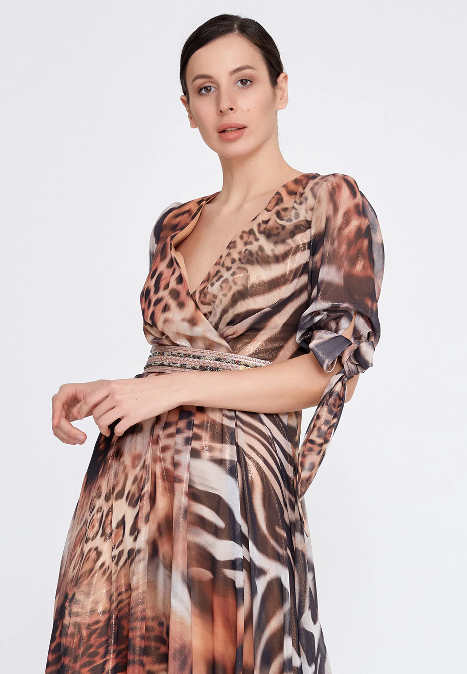 Short Sleeve Maxi Chiffon Column Regular Prom Dress mtn2207 - Image 4