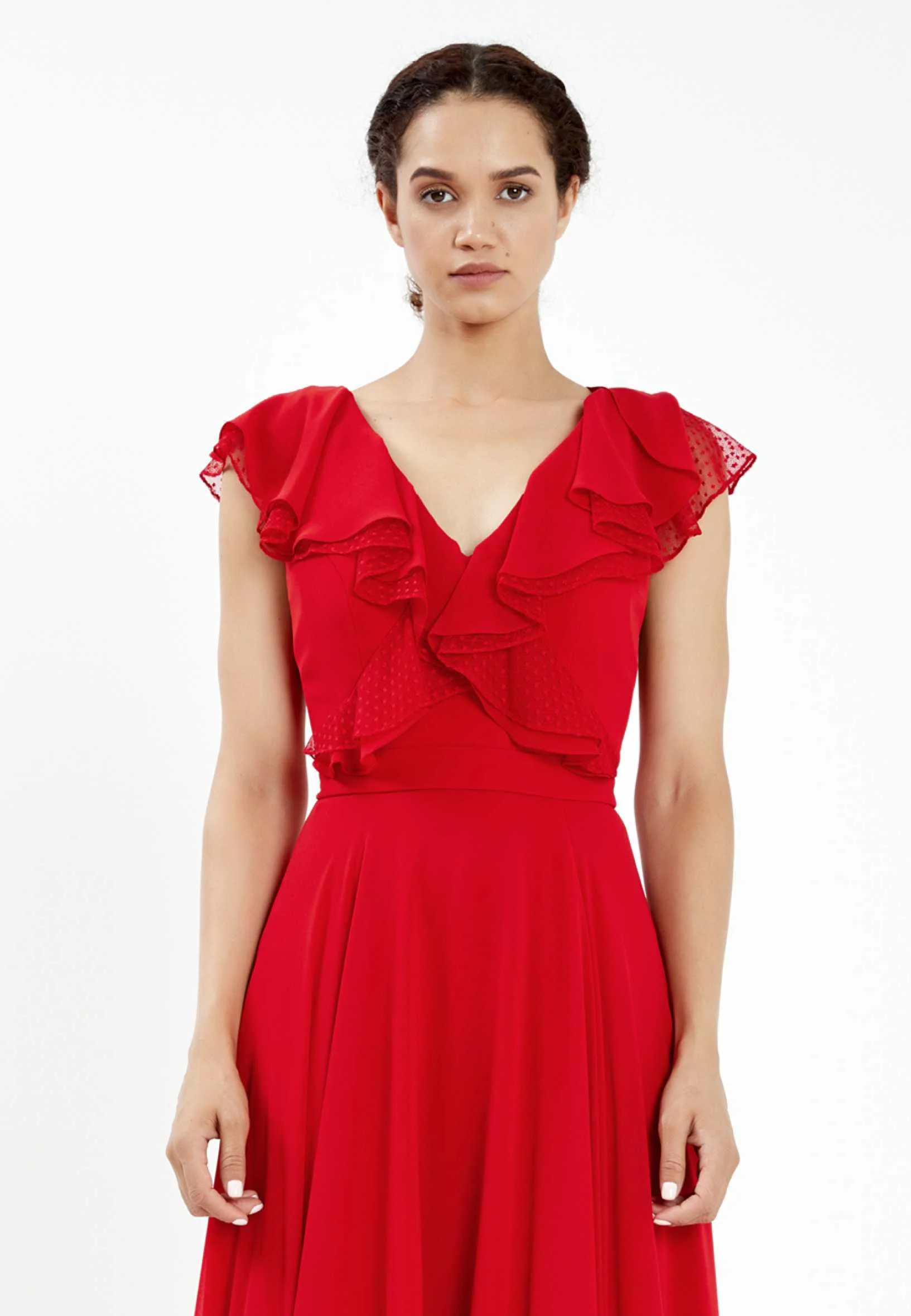 Short Sleeve Maxi Chiffon Column Regular Wedding Guest Dress srf7734 - Image 8
