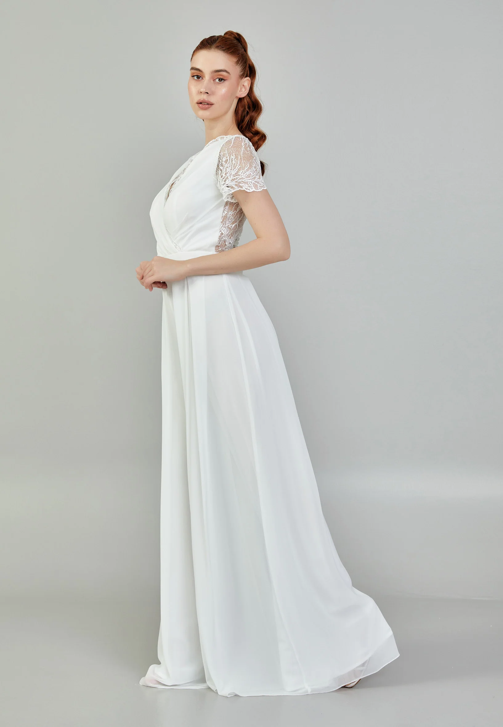 Short Sleeve Maxi Chiffon Regular Wedding Dress sacd3029(5368) - Image 6