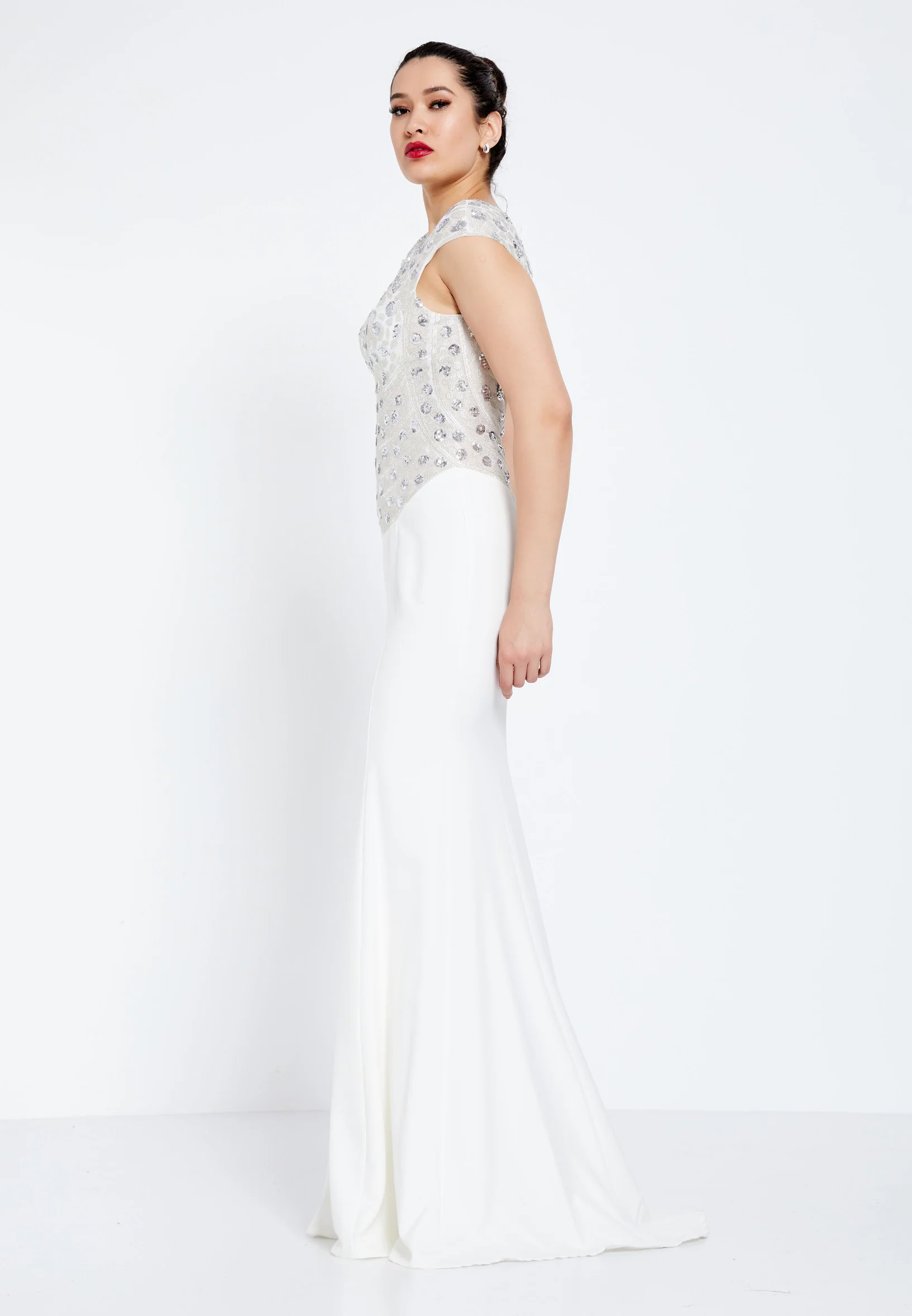 Short Sleeve Maxi Crepe Mermaid Regular Evening Dress ppl00655 - Image 7