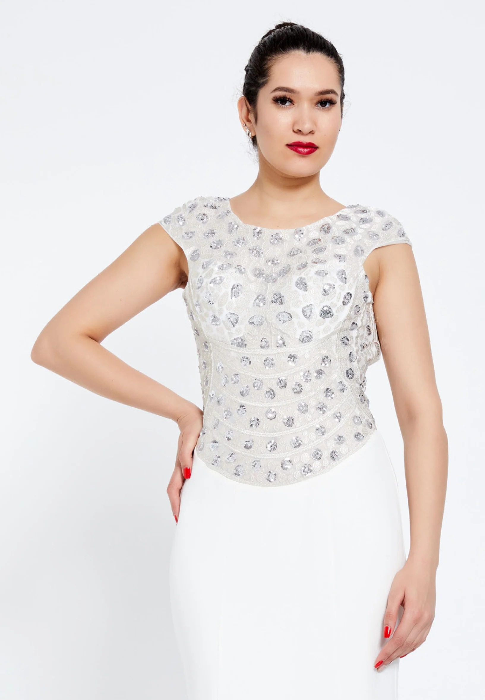 Short Sleeve Maxi Crepe Mermaid Regular Evening Dress ppl00655 - Image 8