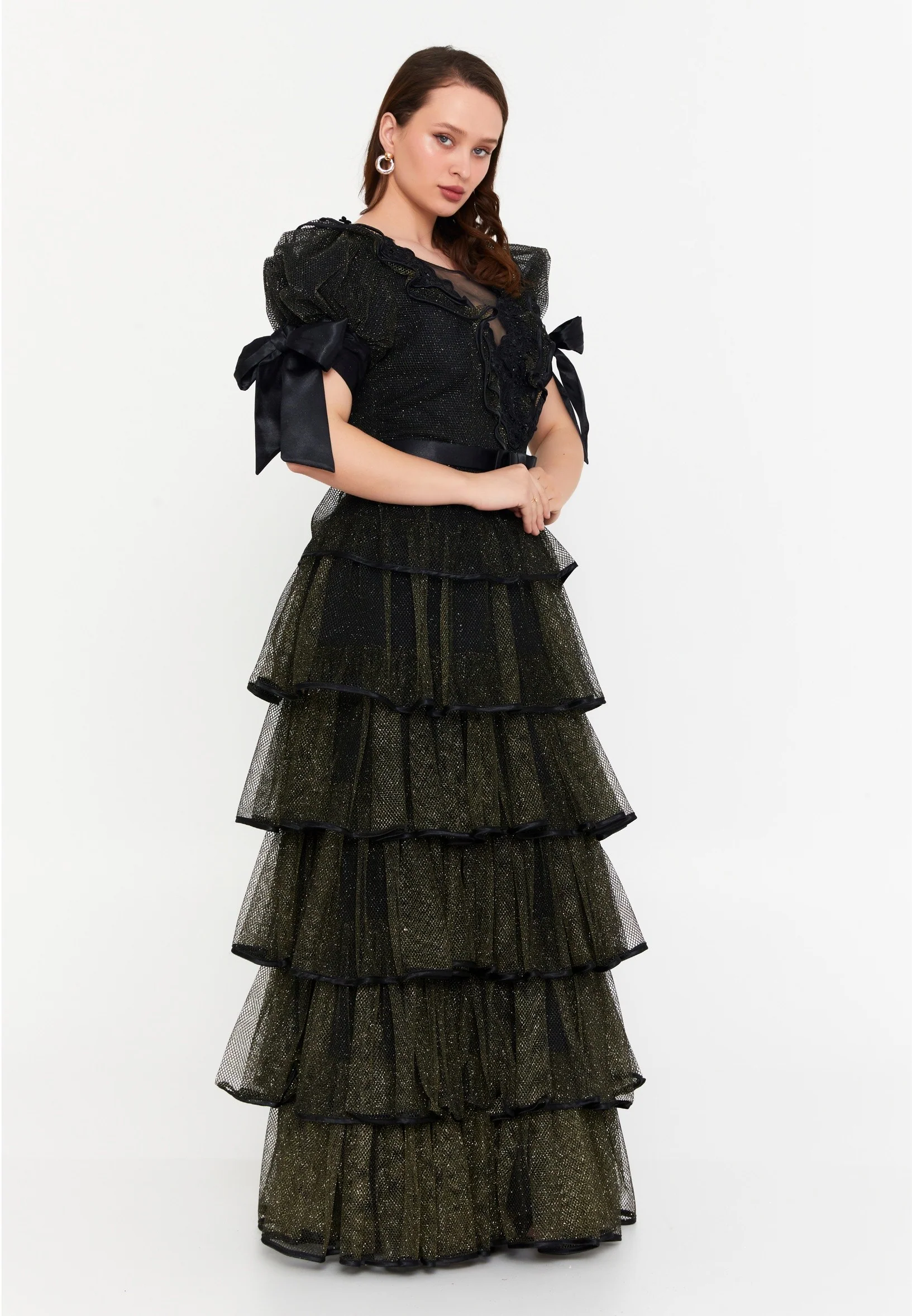 Short Sleeve Maxi Lace A - Line Plus Size Prom Dress crm8854-1 - Image 7