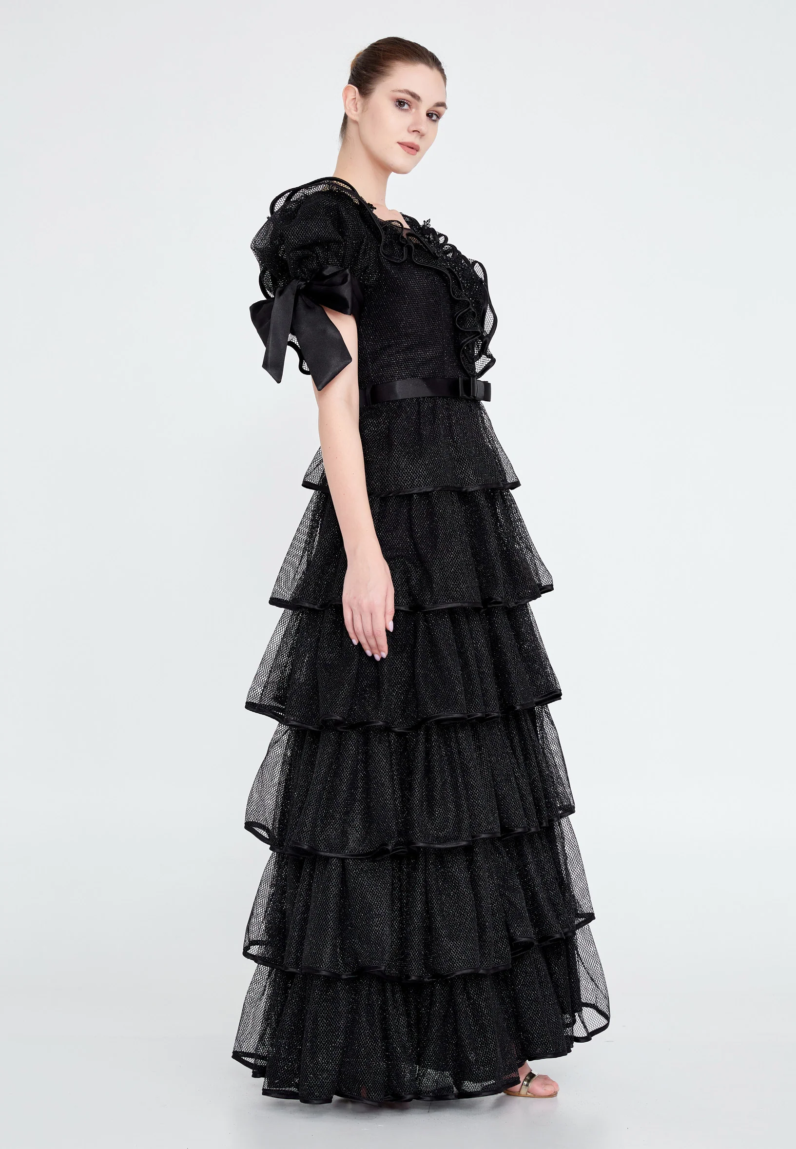 Short Sleeve Maxi Lace A - Line Regular Prom Dress crm8854 - Image 3