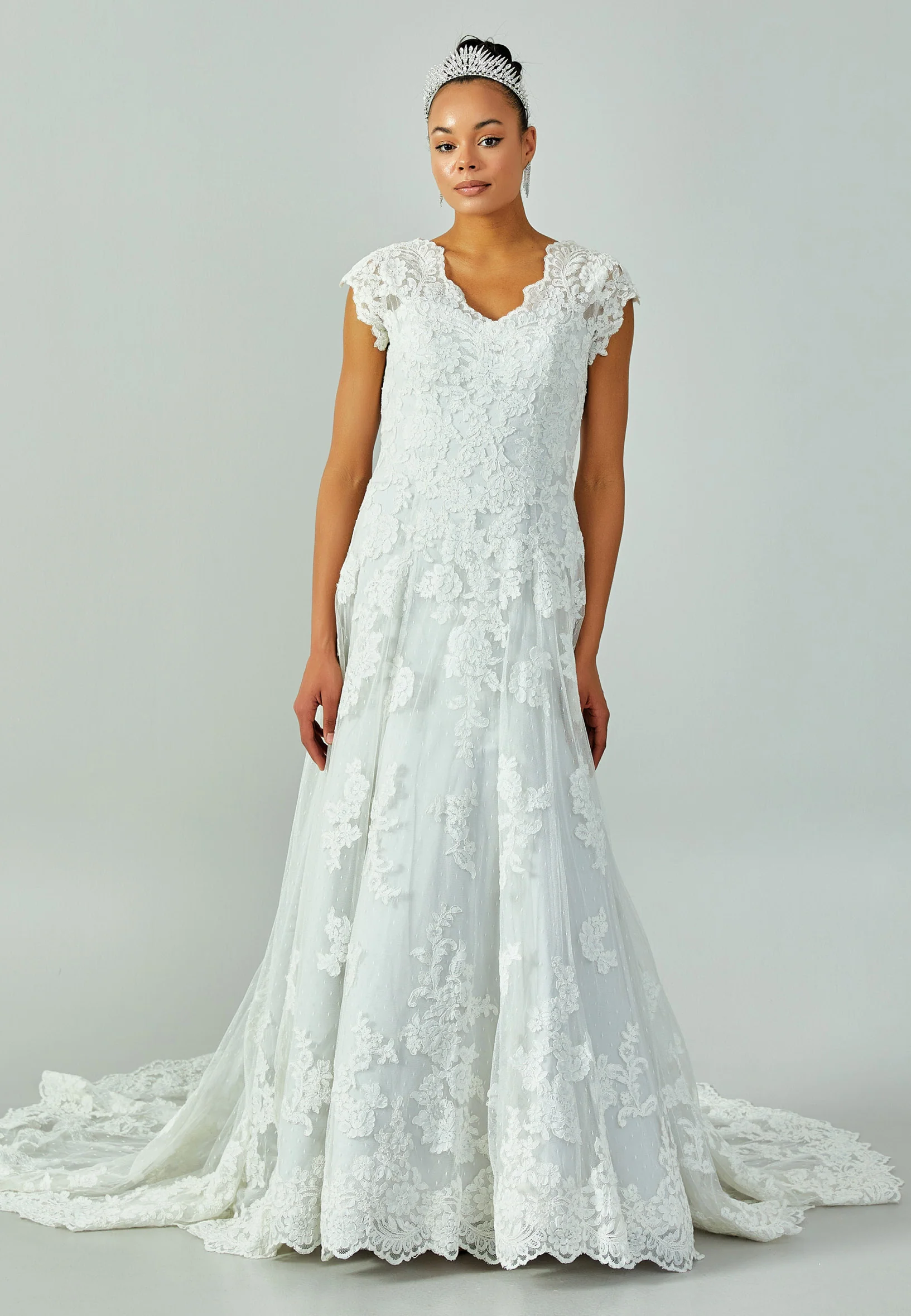 Short Sleeve Maxi Lace Regular Wedding Dress enz00277