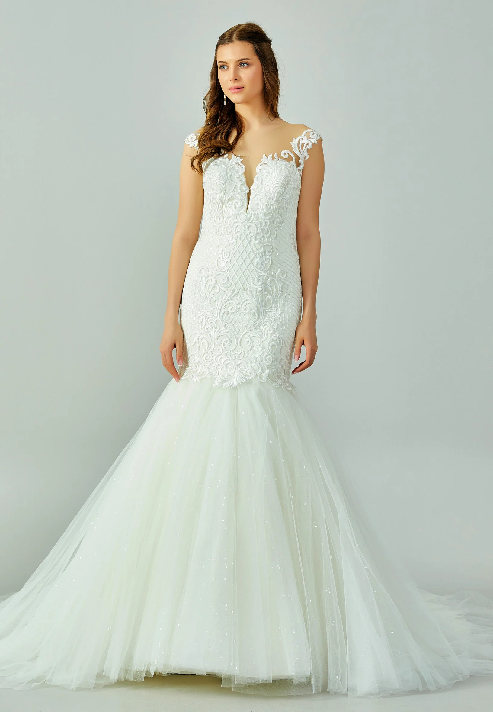 Short Sleeve Maxi Lace Regular Wedding Dress enz00518