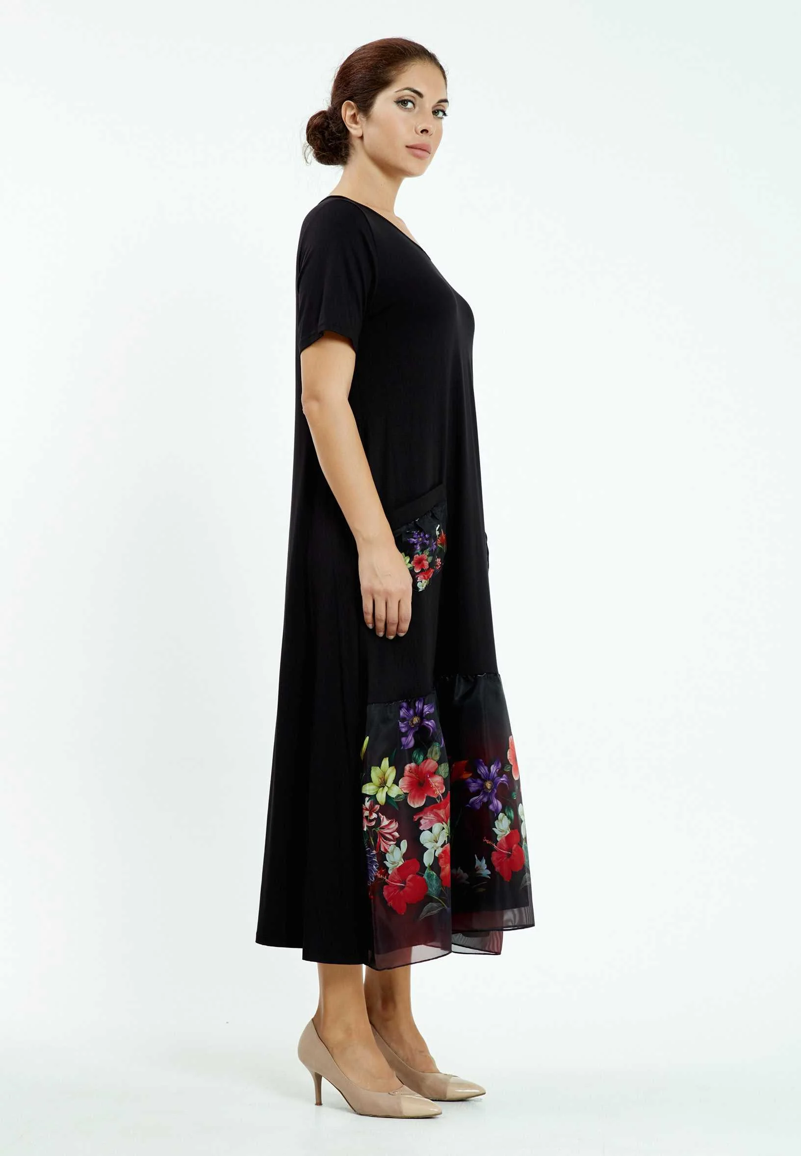 Short Sleeve Maxi Lycra Column Plus Size Casual Dress ayb20y9547 - Image 3