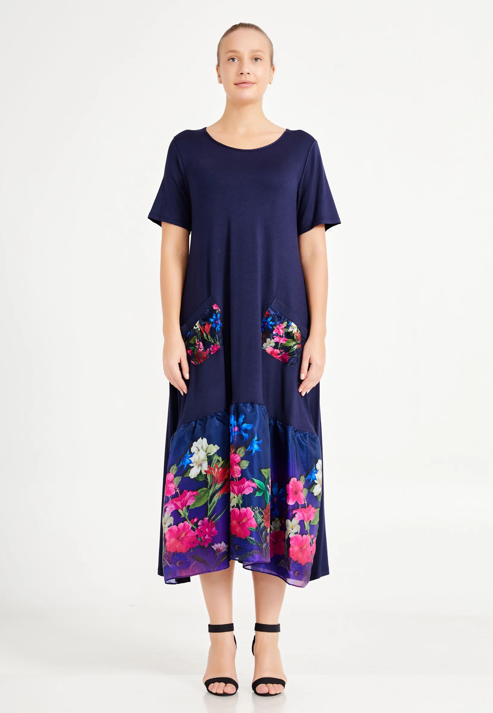 Short Sleeve Maxi Lycra Column Plus Size Casual Dress ayb20y9547 - Image 5