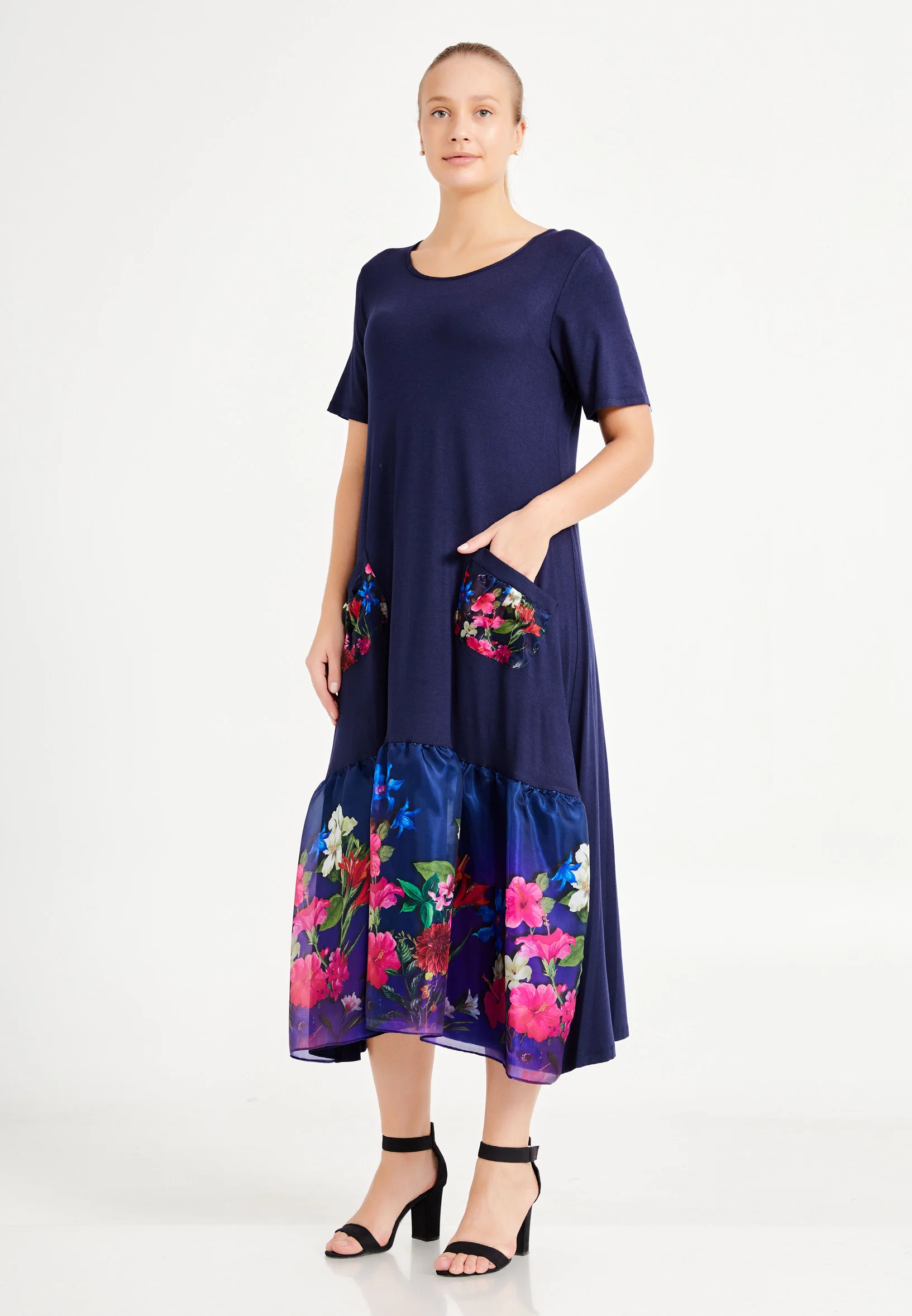 Short Sleeve Maxi Lycra Column Plus Size Casual Dress ayb20y9547 - Image 7