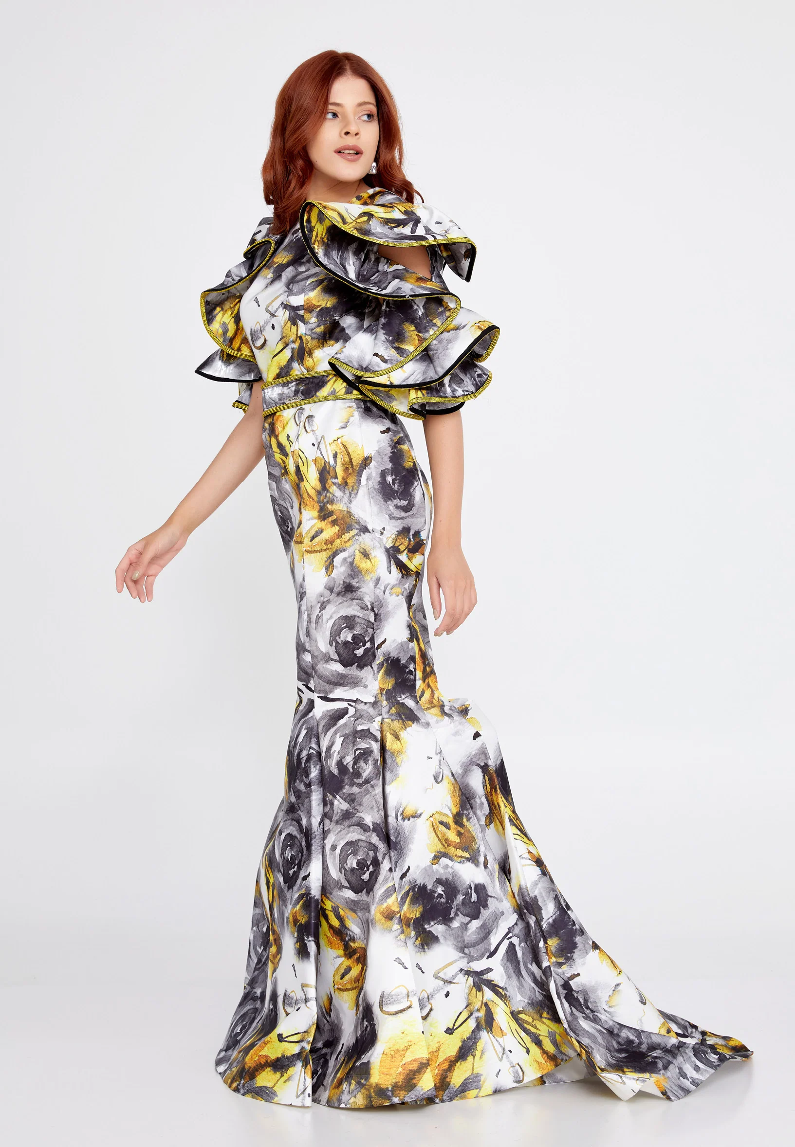 Short Sleeve Maxi Polyester Mermaid Regular Prom Dress mtn2293 - Image 11