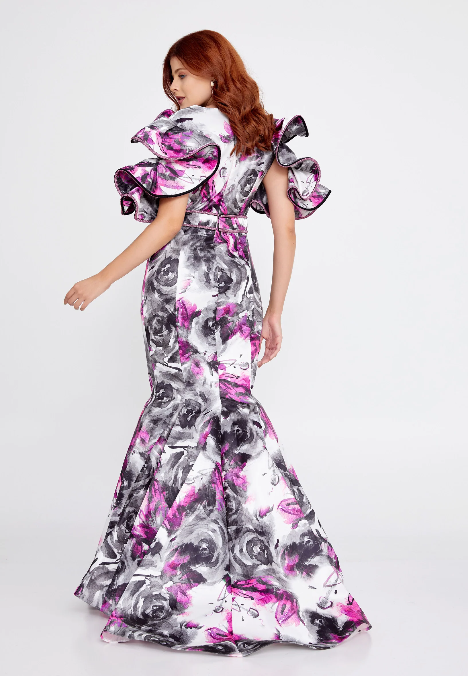 Short Sleeve Maxi Polyester Mermaid Regular Prom Dress mtn2293 - Image 2