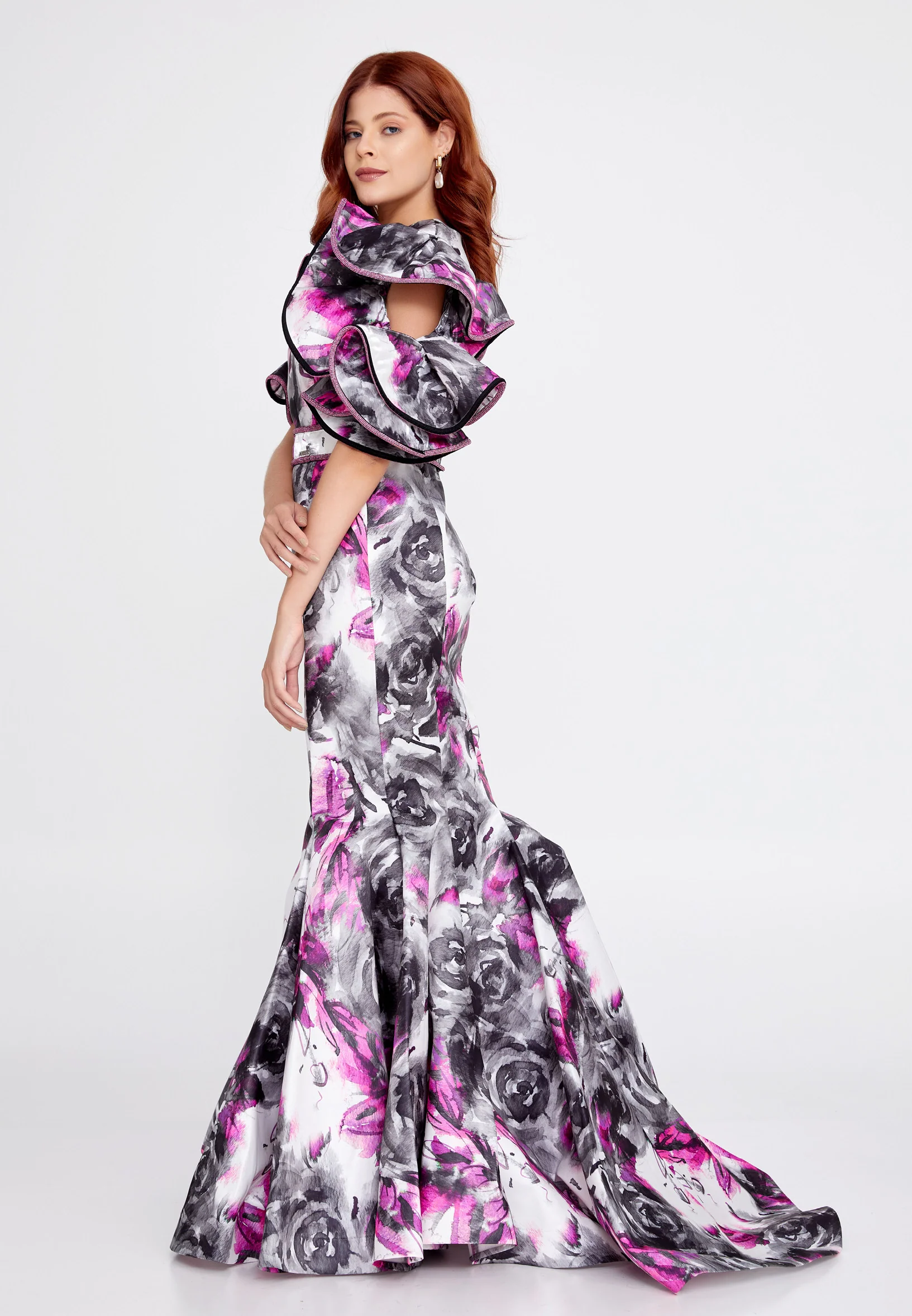 Short Sleeve Maxi Polyester Mermaid Regular Prom Dress mtn2293 - Image 3