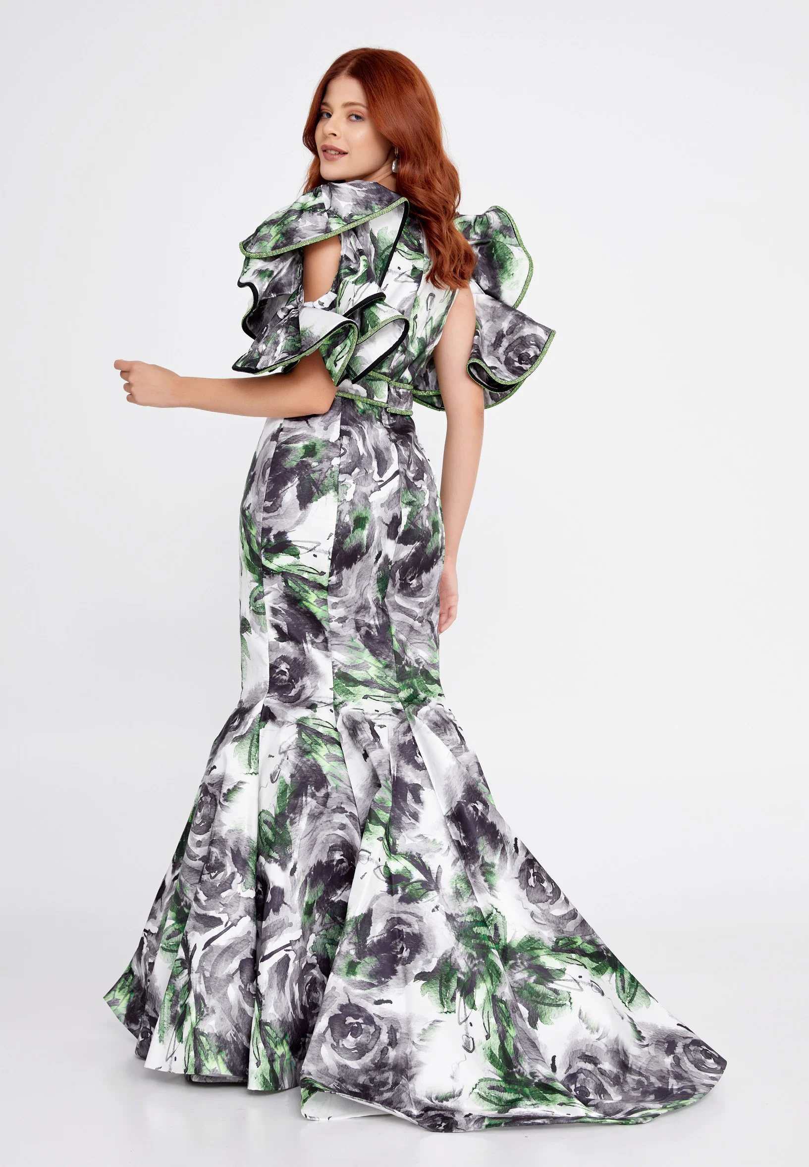 Short Sleeve Maxi Polyester Mermaid Regular Prom Dress mtn2293 - Image 6