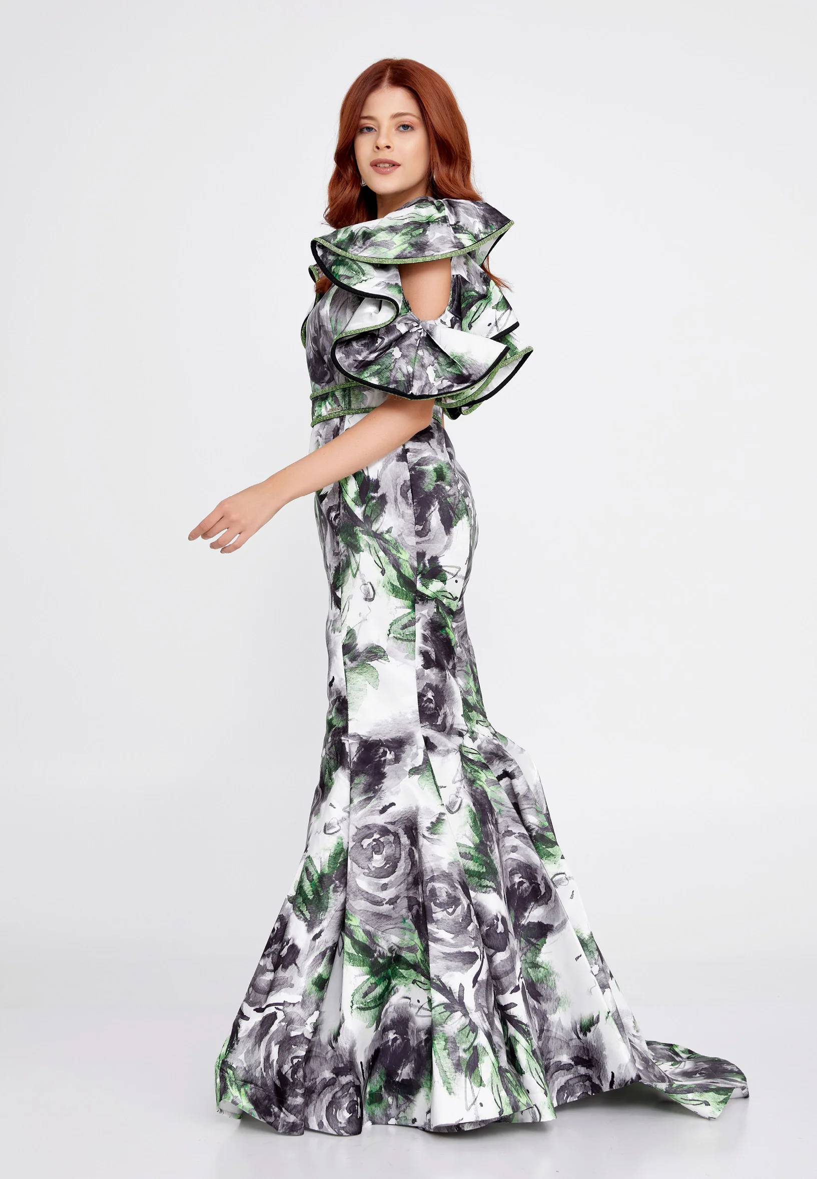 Short Sleeve Maxi Polyester Mermaid Regular Prom Dress mtn2293 - Image 7