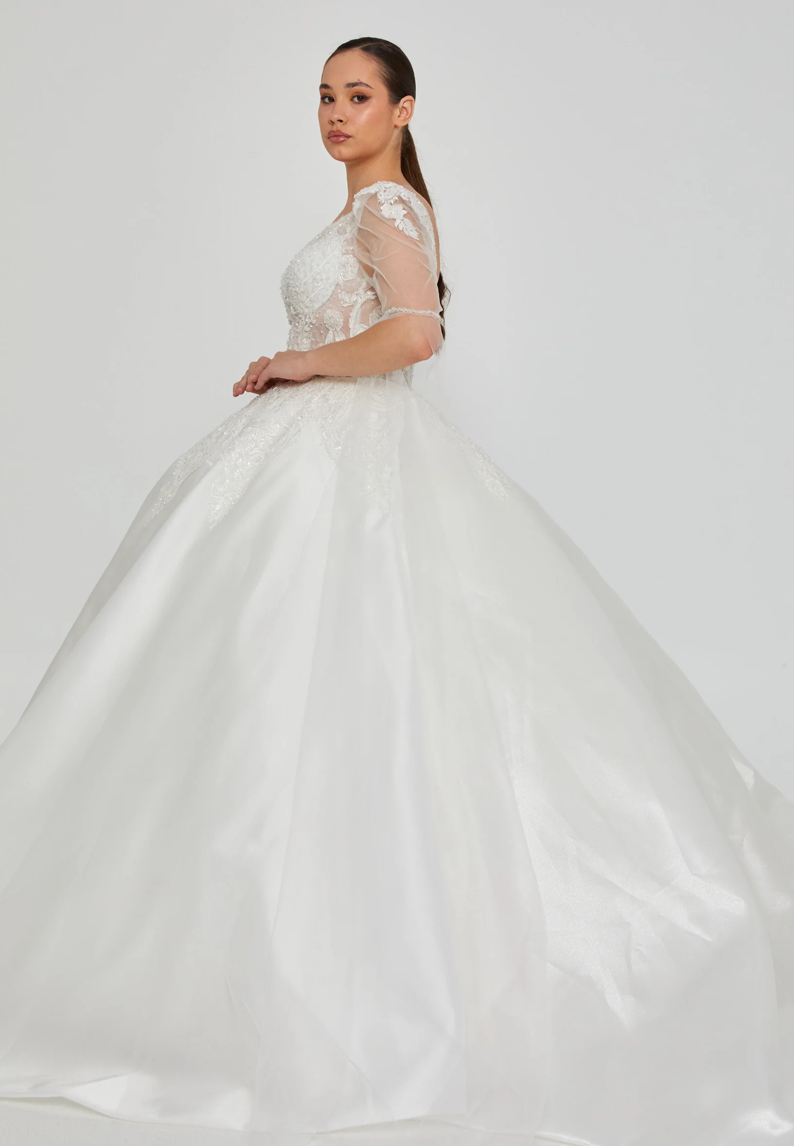 Short Sleeve Maxi Polyester Plus Size Wedding Dress blv350179 - Image 7