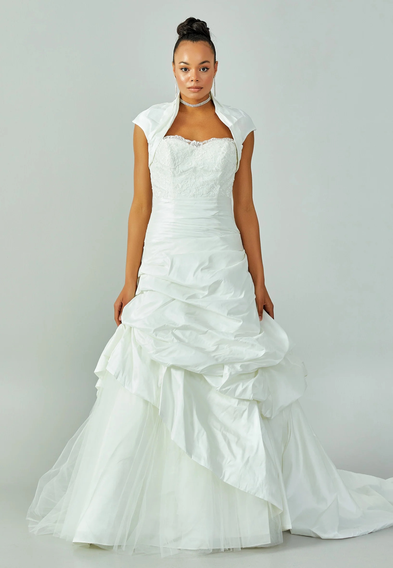 Short Sleeve Maxi Satin Regular Wedding Dress enz00176