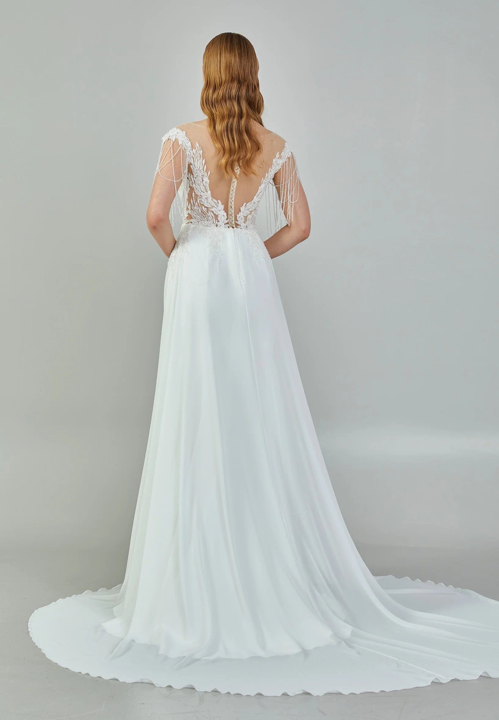 Short Sleeve Maxi Satin Regular Wedding Dress rlb1465 - Image 5