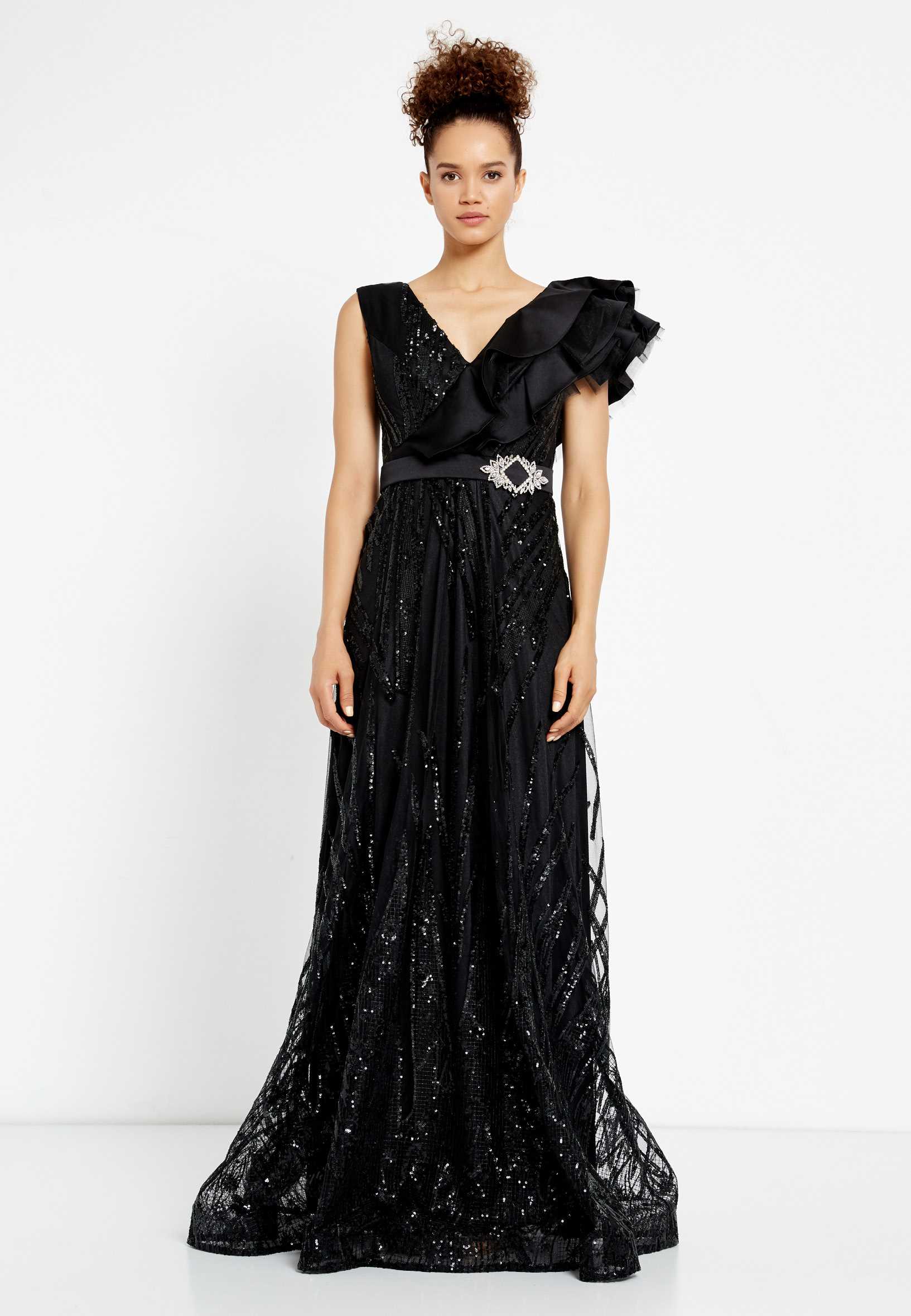 Short Sleeve Maxi Sequin A - Line Regular Prom Dress rmn2908