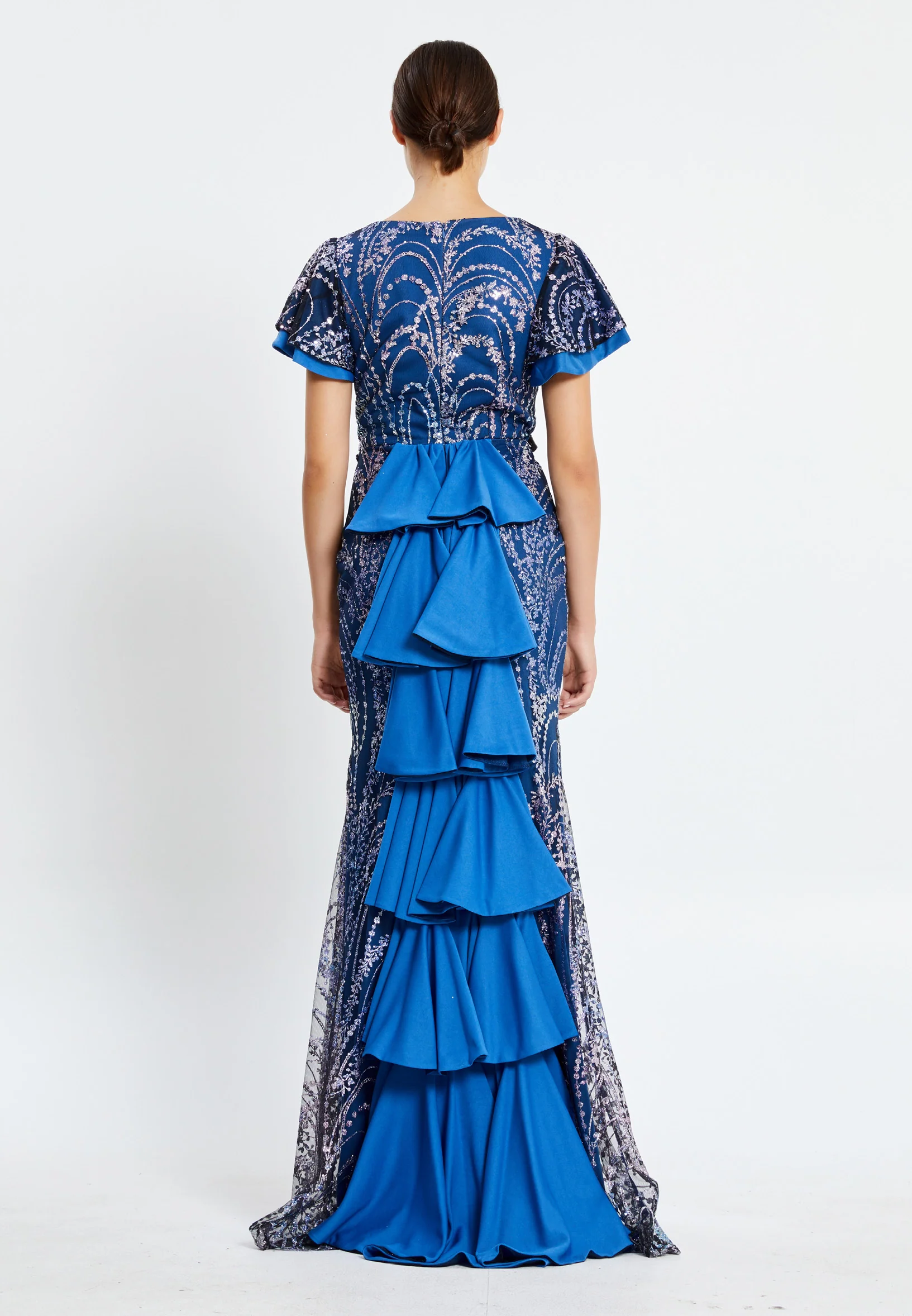 Short Sleeve Maxi Sequin Column Regular Evening Dress pnl7080 - Image 10
