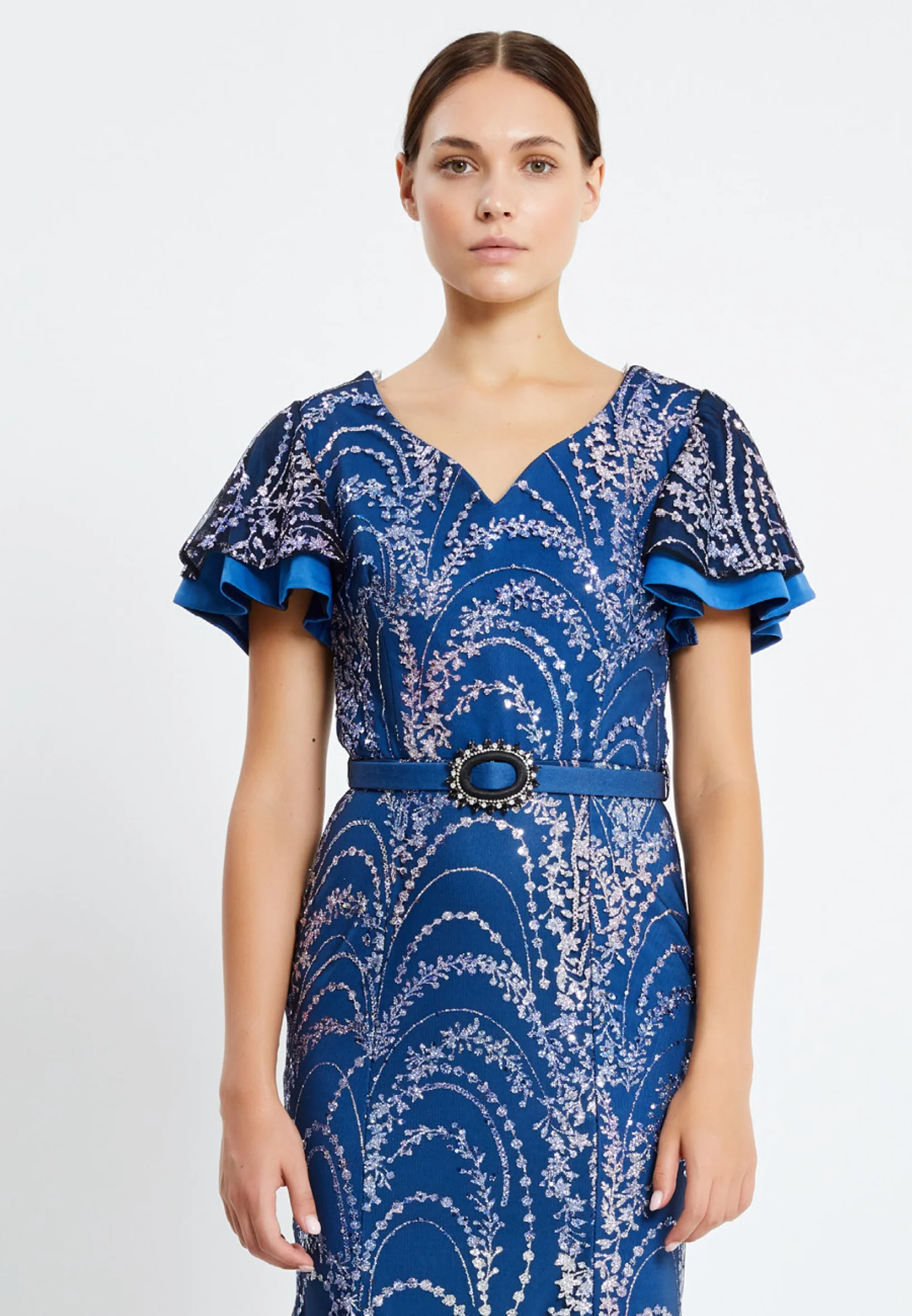 Short Sleeve Maxi Sequin Column Regular Evening Dress pnl7080 - Image 12