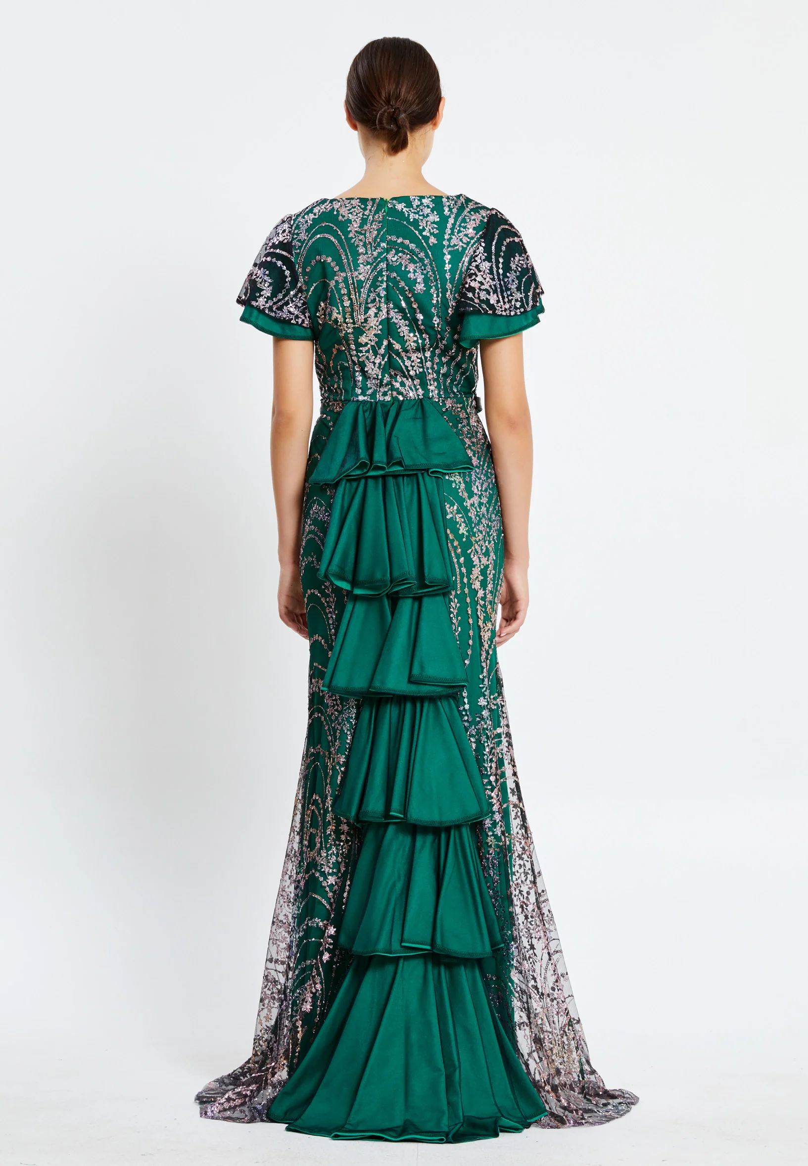 Short Sleeve Maxi Sequin Column Regular Evening Dress pnl7080 - Image 14