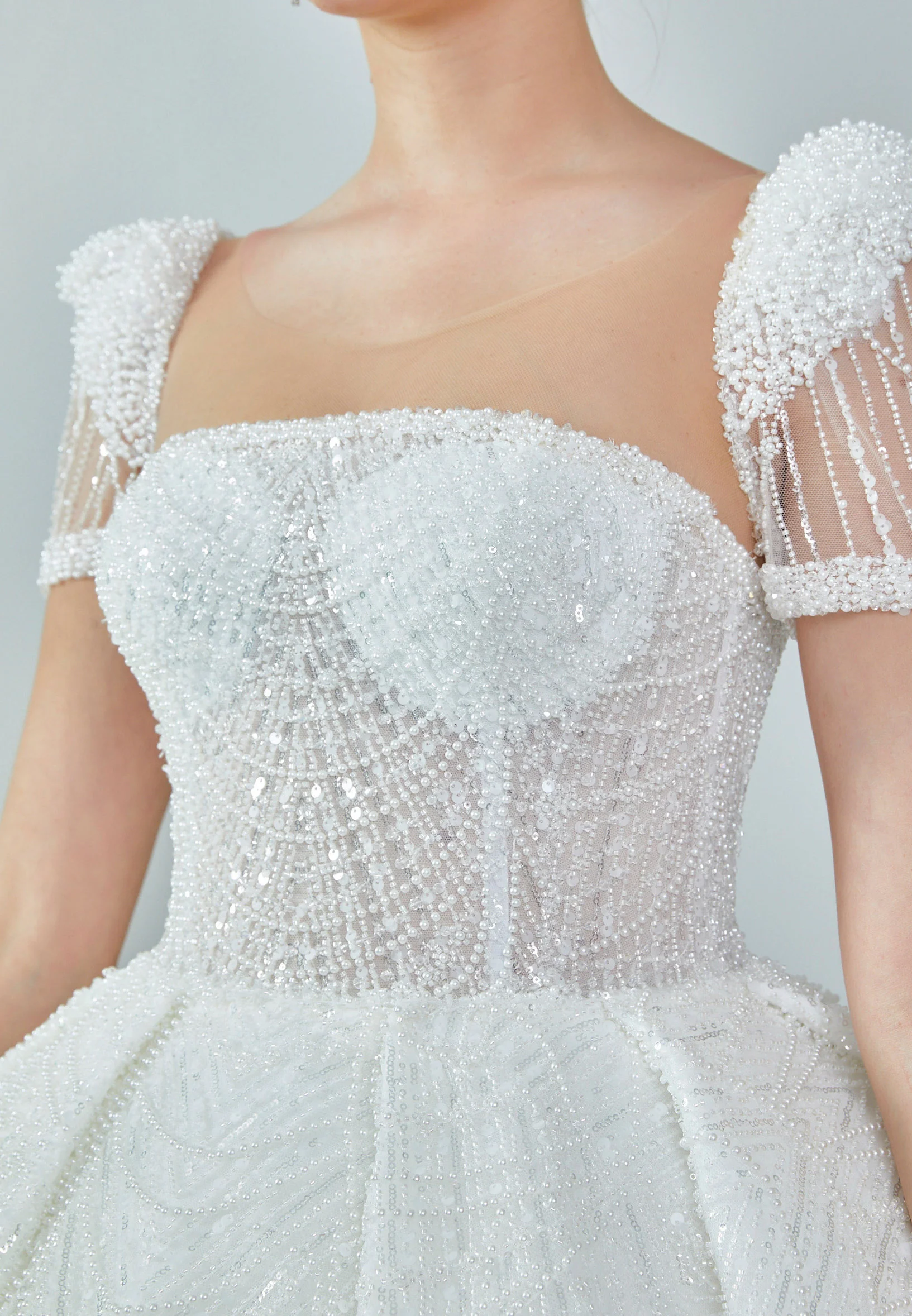 Short Sleeve Maxi Sequin Regular Wedding Dress abb23025 - Image 4