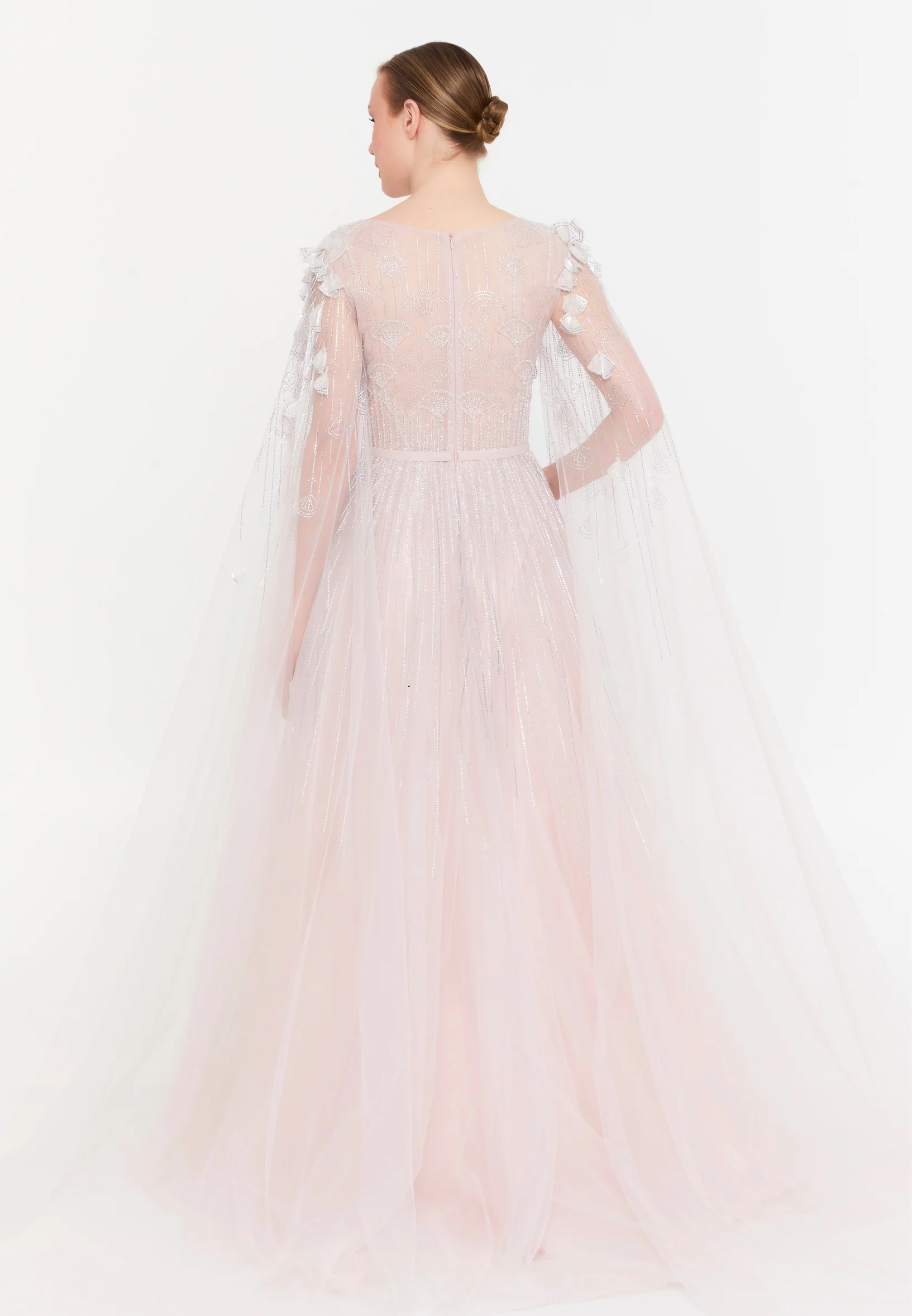 Short Sleeve Maxi Tulle A - Line Regular Prom Dress mtcmz25050 - Image 2