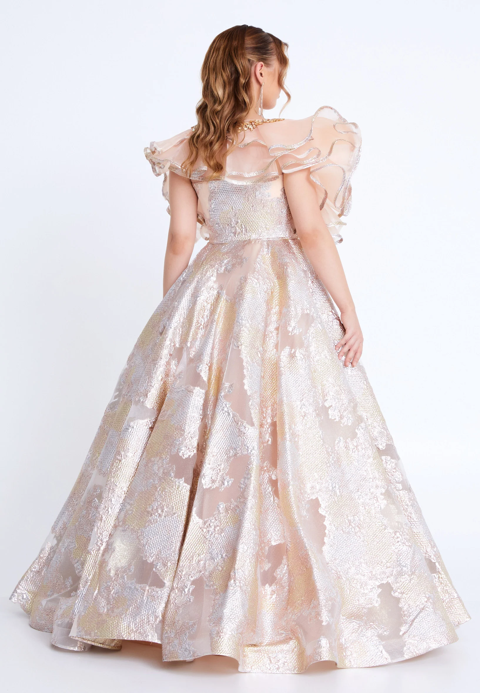 Short Sleeve Maxi Tulle A - Line Regular Prom Dress mtn88190 - Image 6