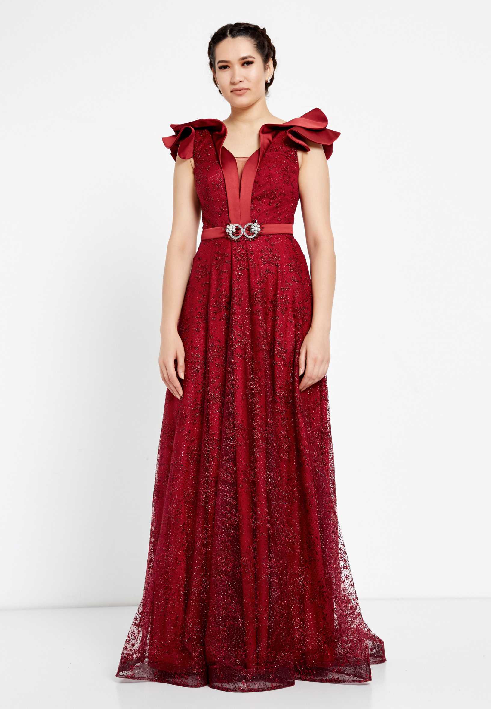 Short Sleeve Maxi Tulle A - Line Regular Prom Dress rmn2913