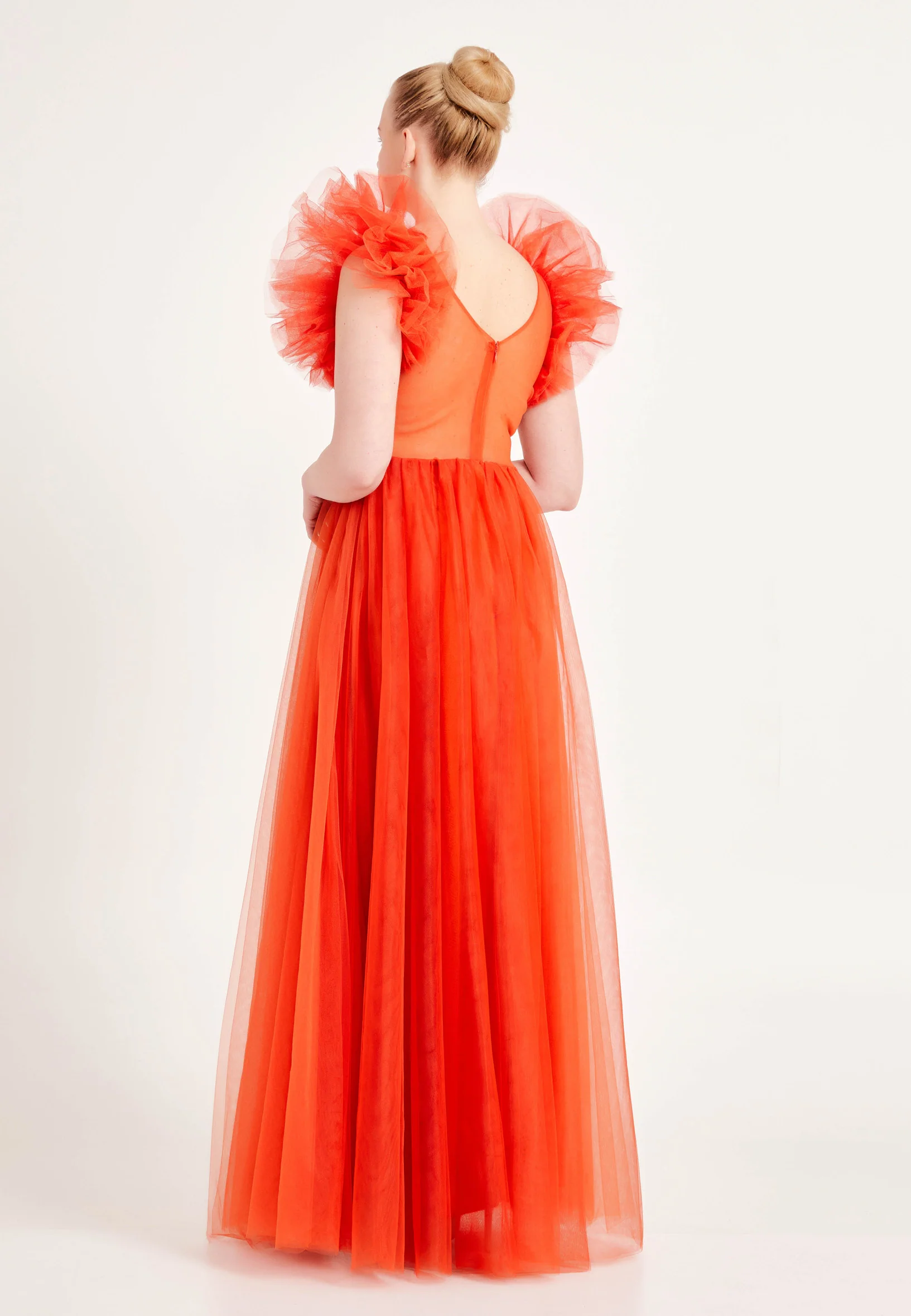 Short Sleeve Maxi Tulle A - Line Regular Prom Dress ses2578 - Image 6