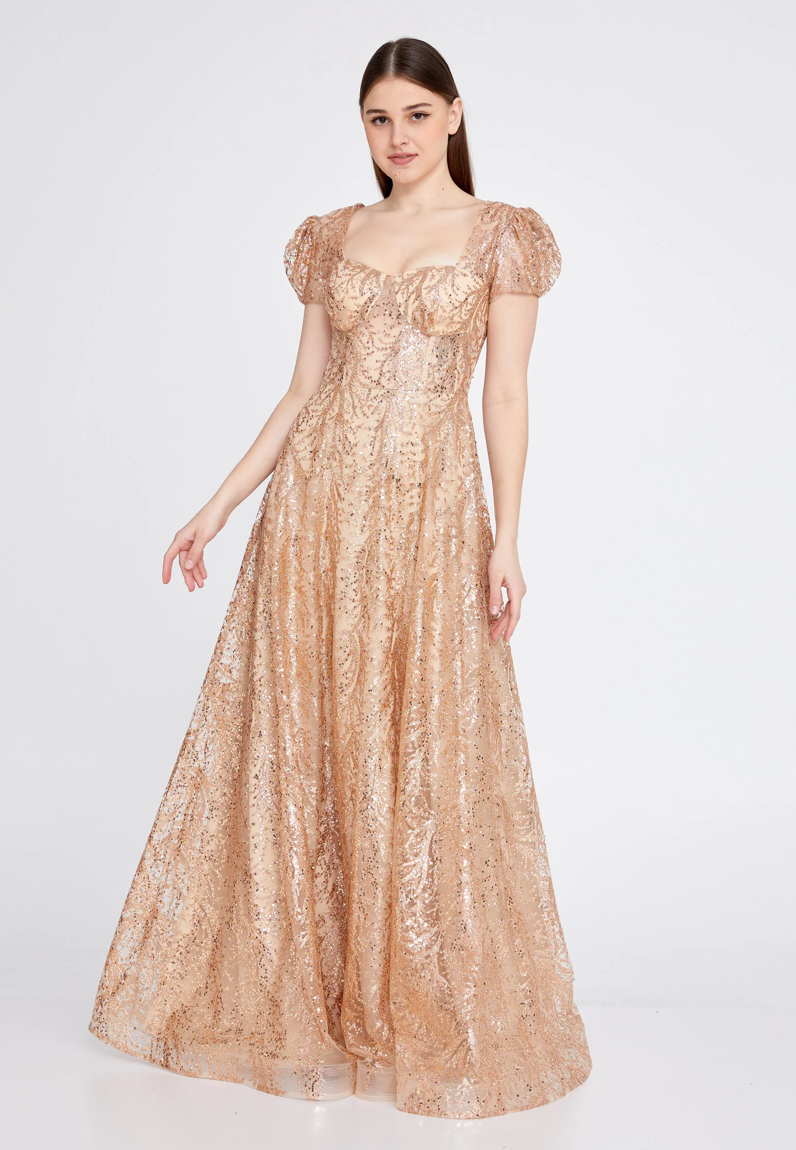 Short Sleeve Maxi Tulle A - Line Regular Wedding Guest Dress rmn3156 - Image 5