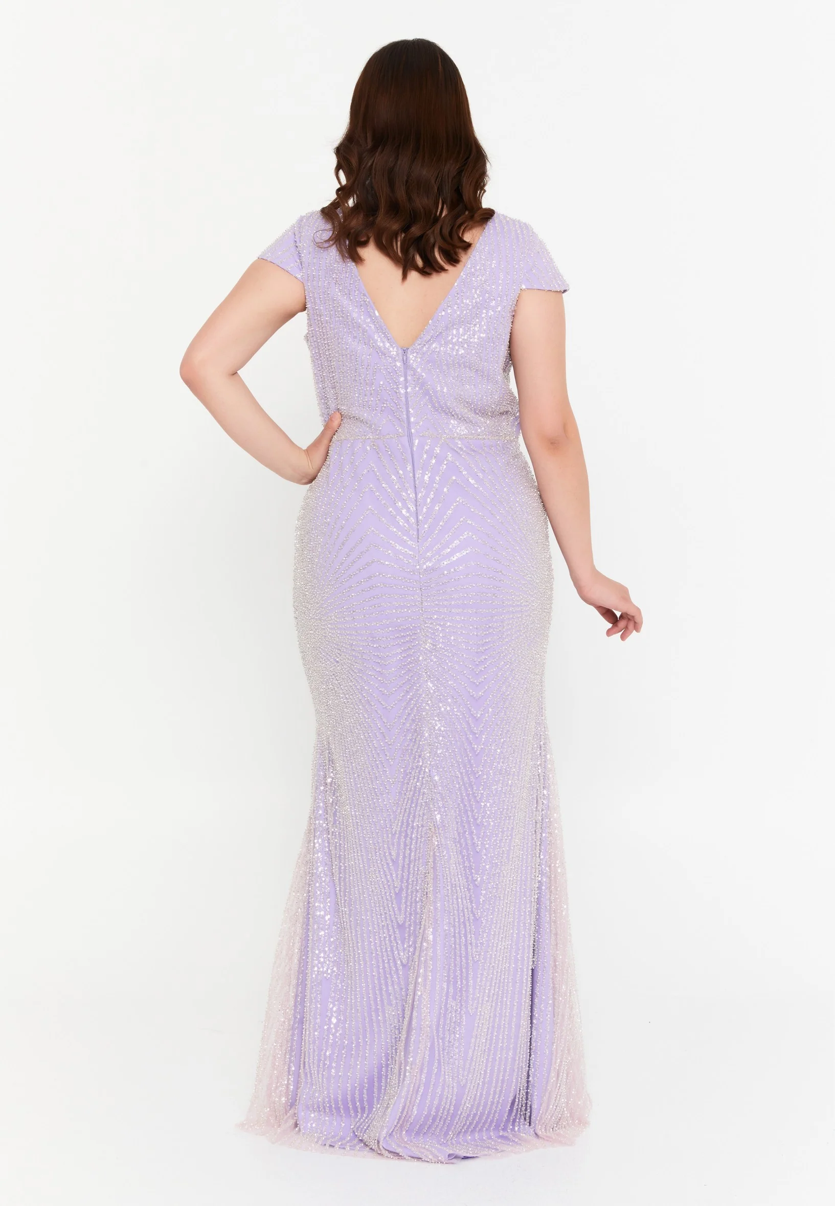 Short Sleeve Maxi Tulle Mermaid Plus Size Wedding Guest Dress mtr99124 - Image 10