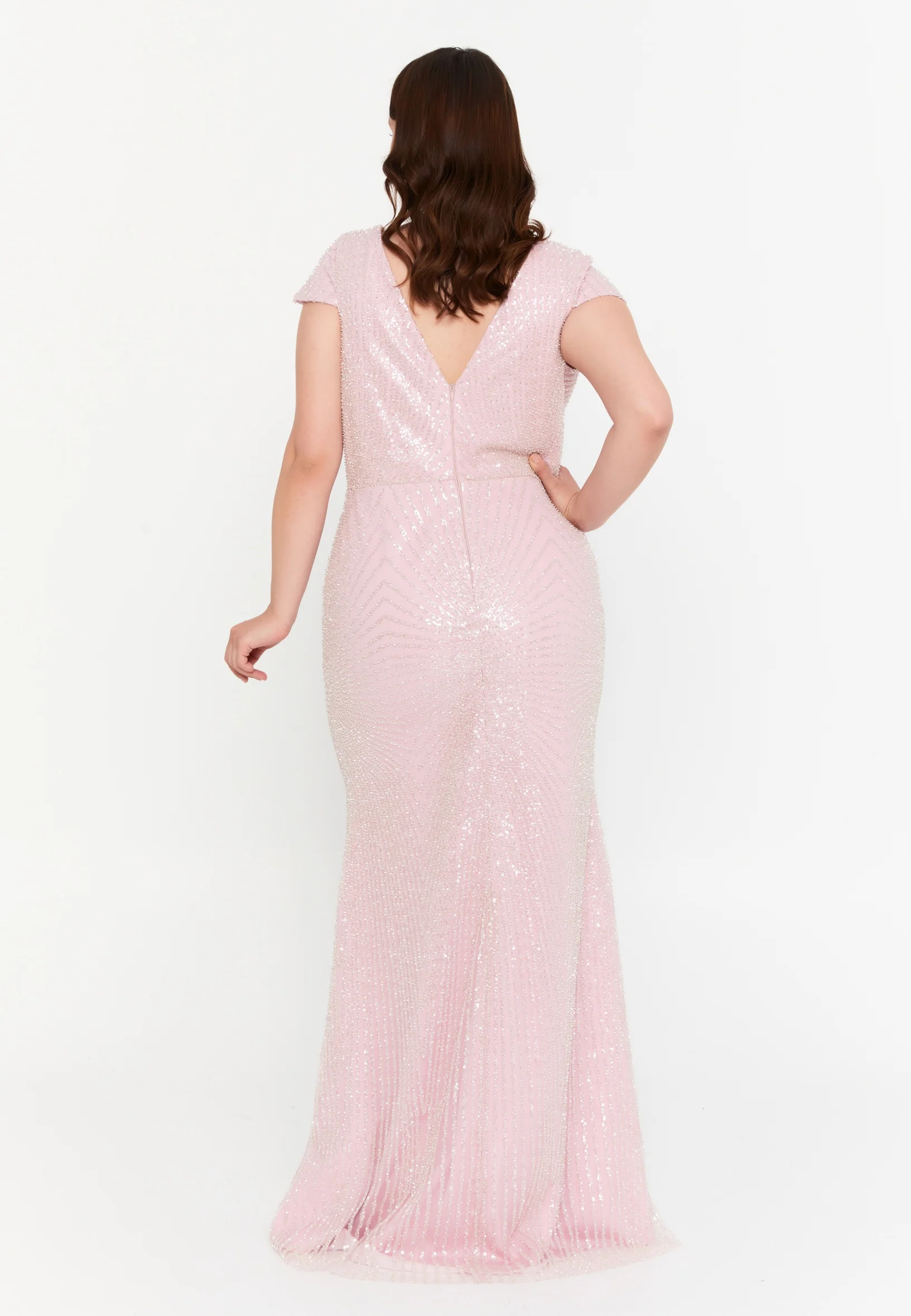 Short Sleeve Maxi Tulle Mermaid Plus Size Wedding Guest Dress mtr99124 - Image 22
