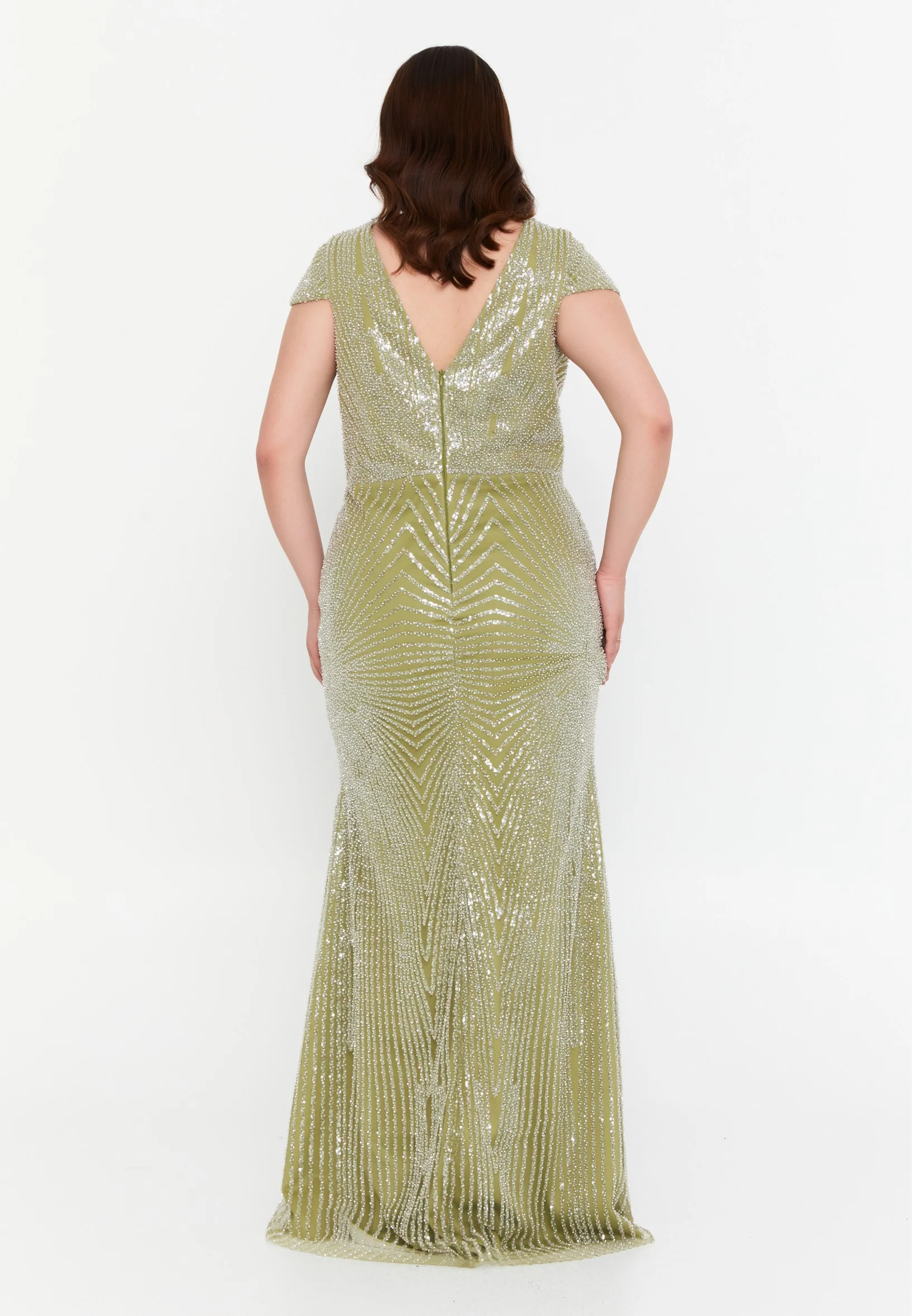 Short Sleeve Maxi Tulle Mermaid Plus Size Wedding Guest Dress mtr99124 - Image 6