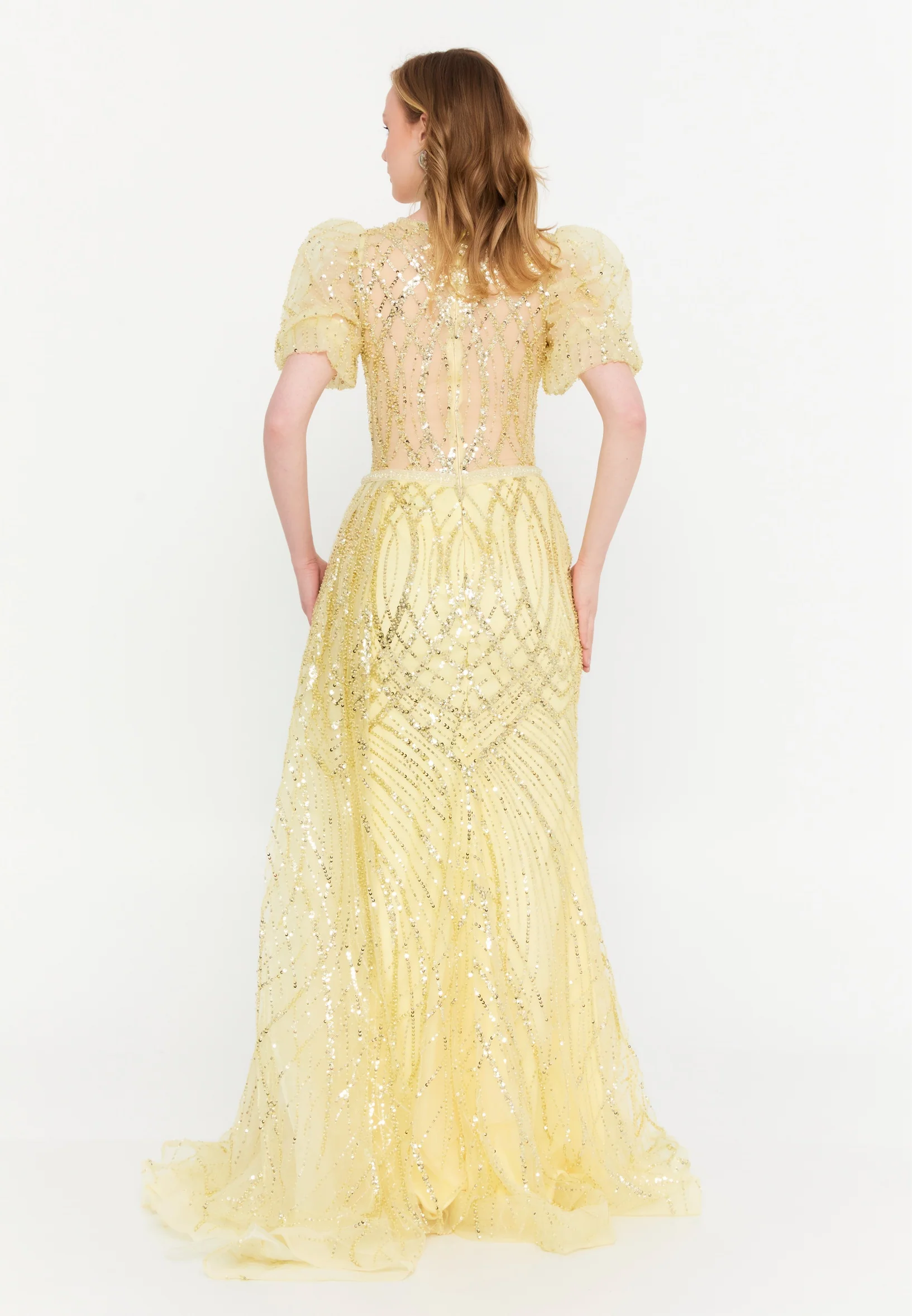 Short Sleeve Maxi Tulle Mermaid Regular Wedding Guest Dress mtc1077 - Image 6