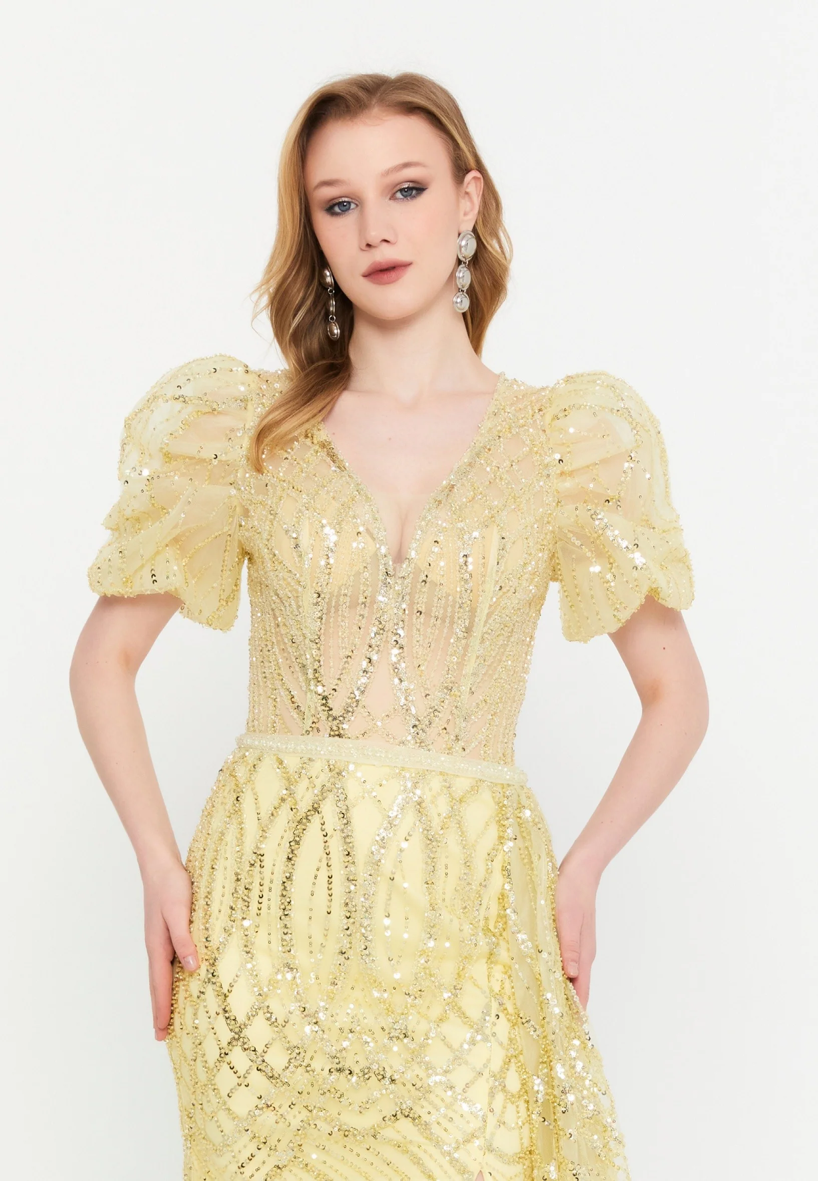 Short Sleeve Maxi Tulle Mermaid Regular Wedding Guest Dress mtc1077 - Image 8