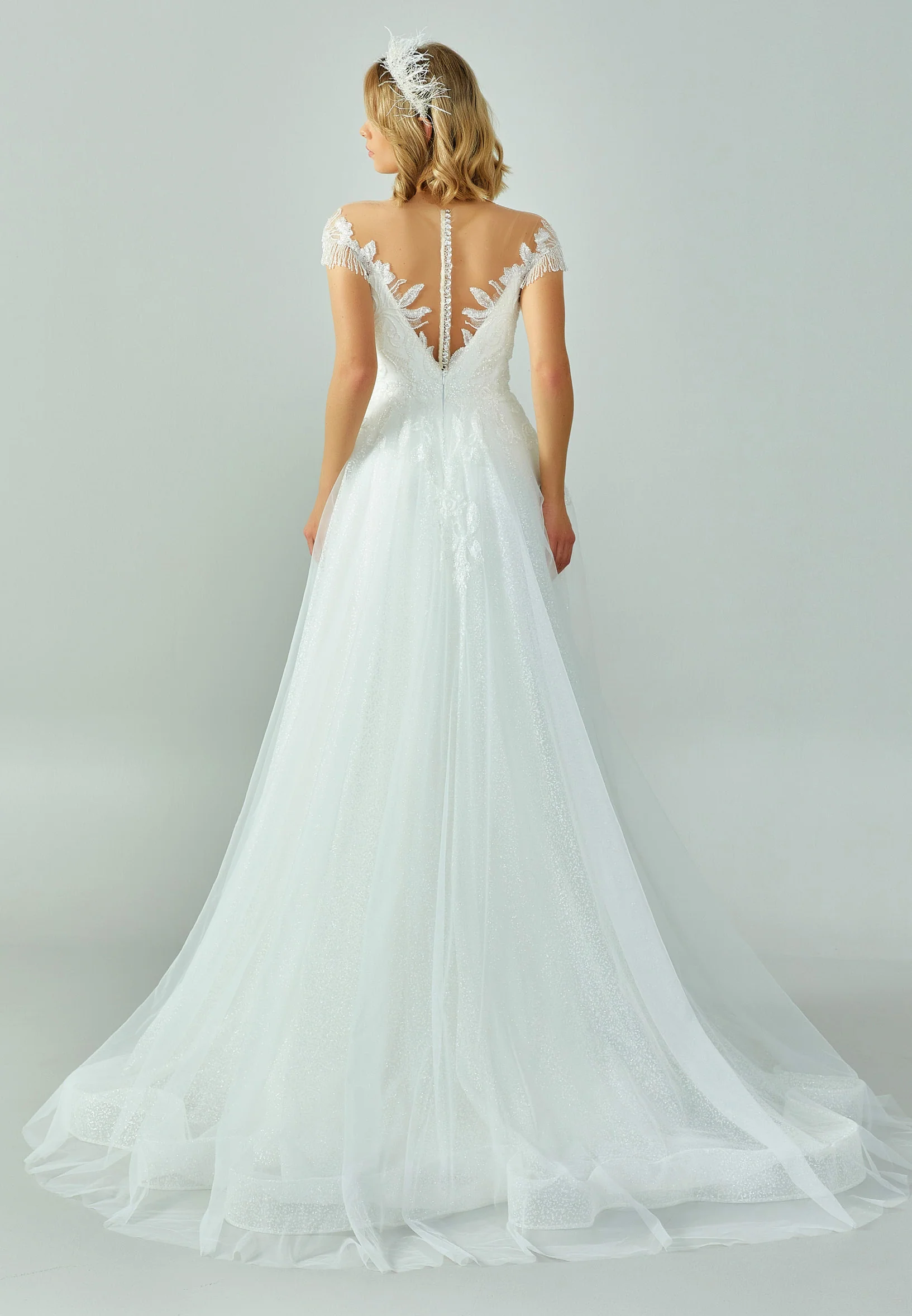 Short Sleeve Maxi Tulle Regular Wedding Dress abb2202118 - Image 3