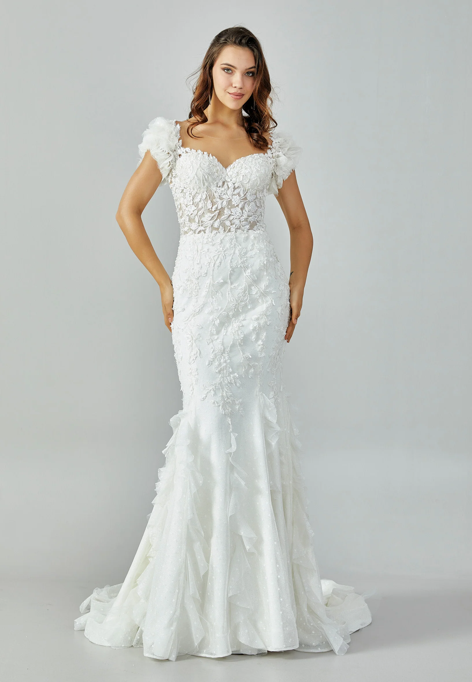 Short Sleeve Maxi Tulle Regular Wedding Dress abb223132