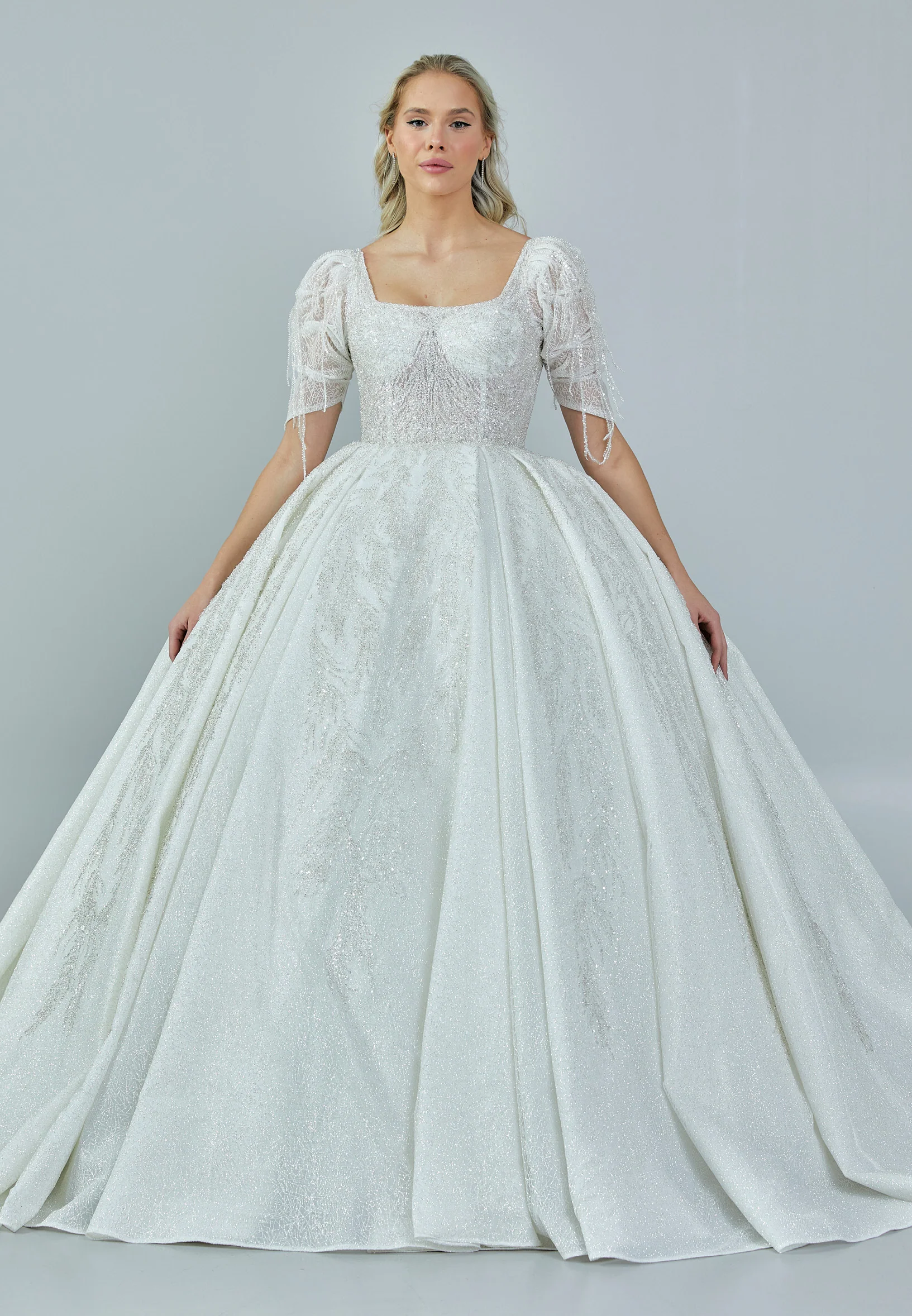 Short Sleeve Maxi Tulle Regular Wedding Dress abb2303028