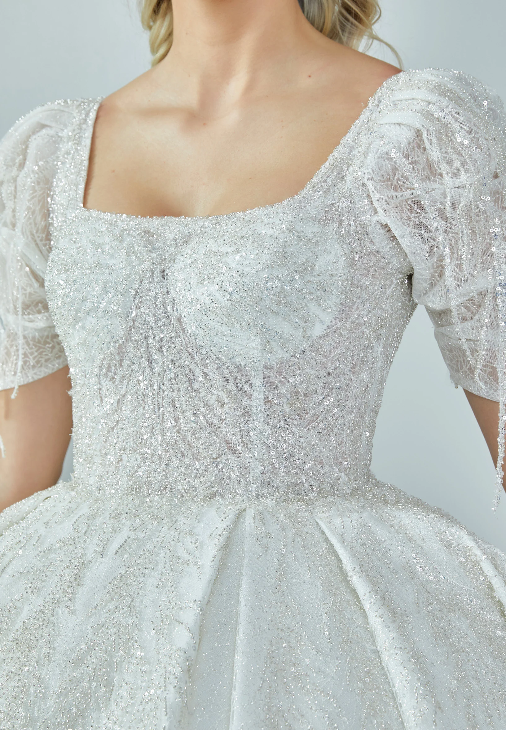 Short Sleeve Maxi Tulle Regular Wedding Dress abb2303028 - Image 4