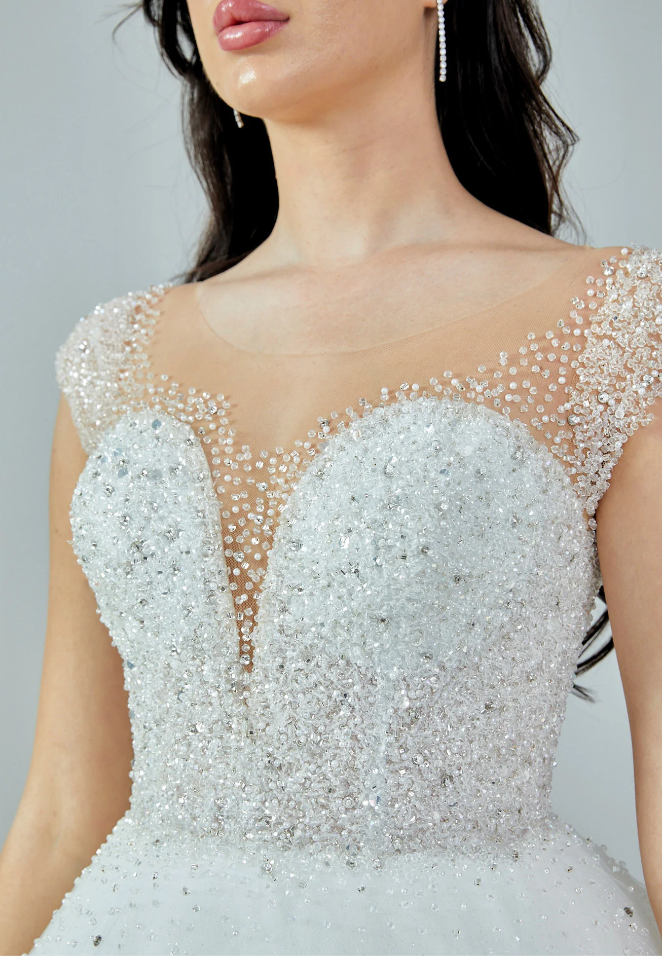 Short Sleeve Maxi Tulle Regular Wedding Dress abb230622 - Image 4