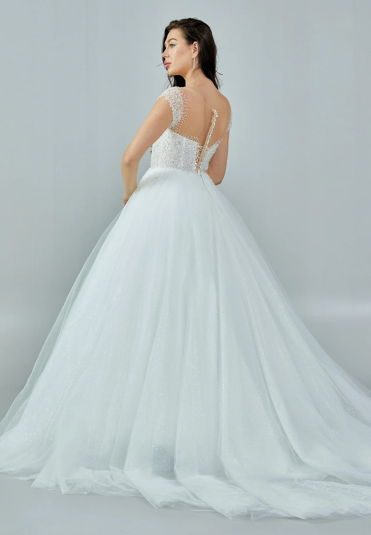 Short Sleeve Maxi Tulle Regular Wedding Dress abb230622 - Image 5