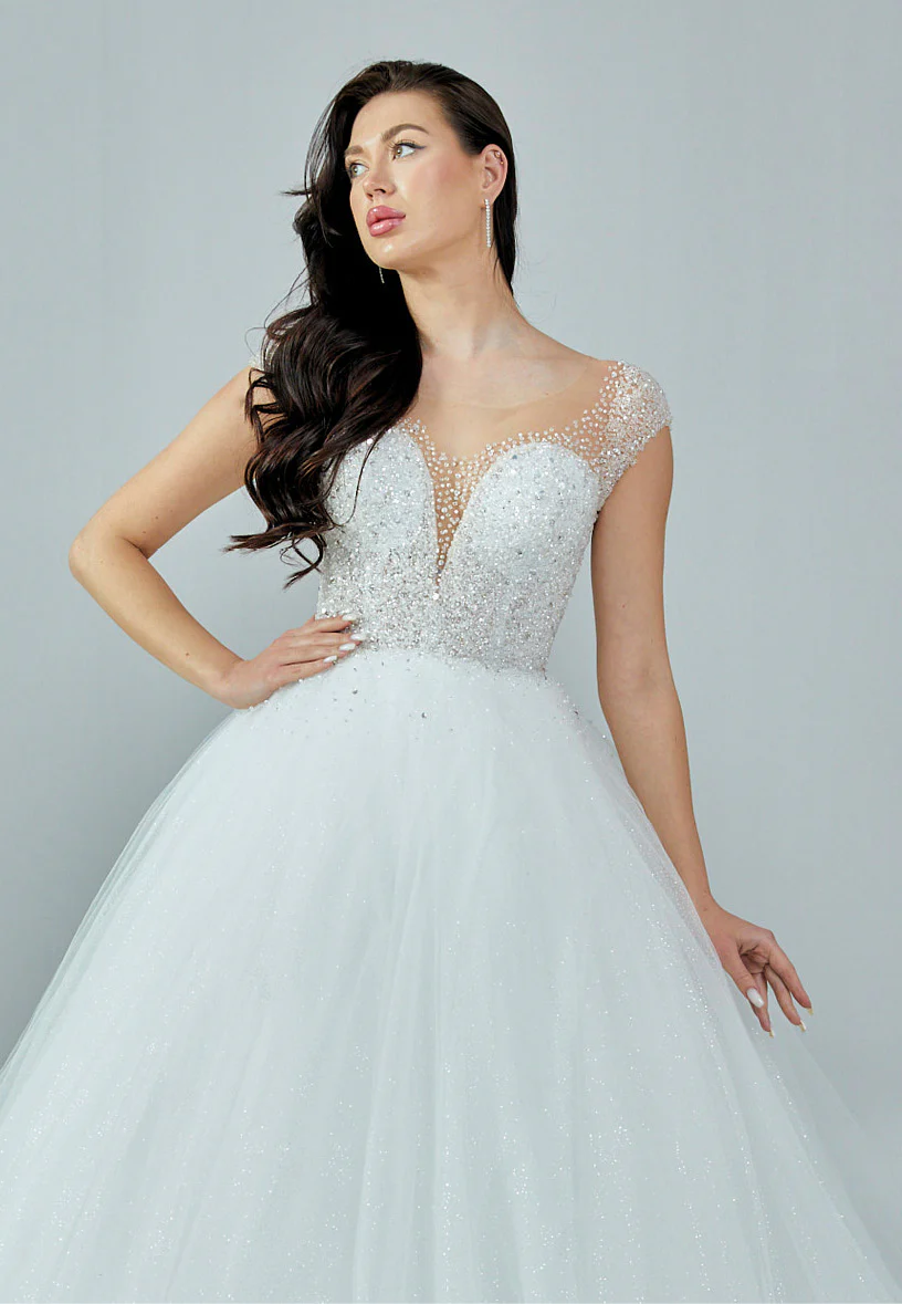 Short Sleeve Maxi Tulle Regular Wedding Dress abb230622 - Image 7