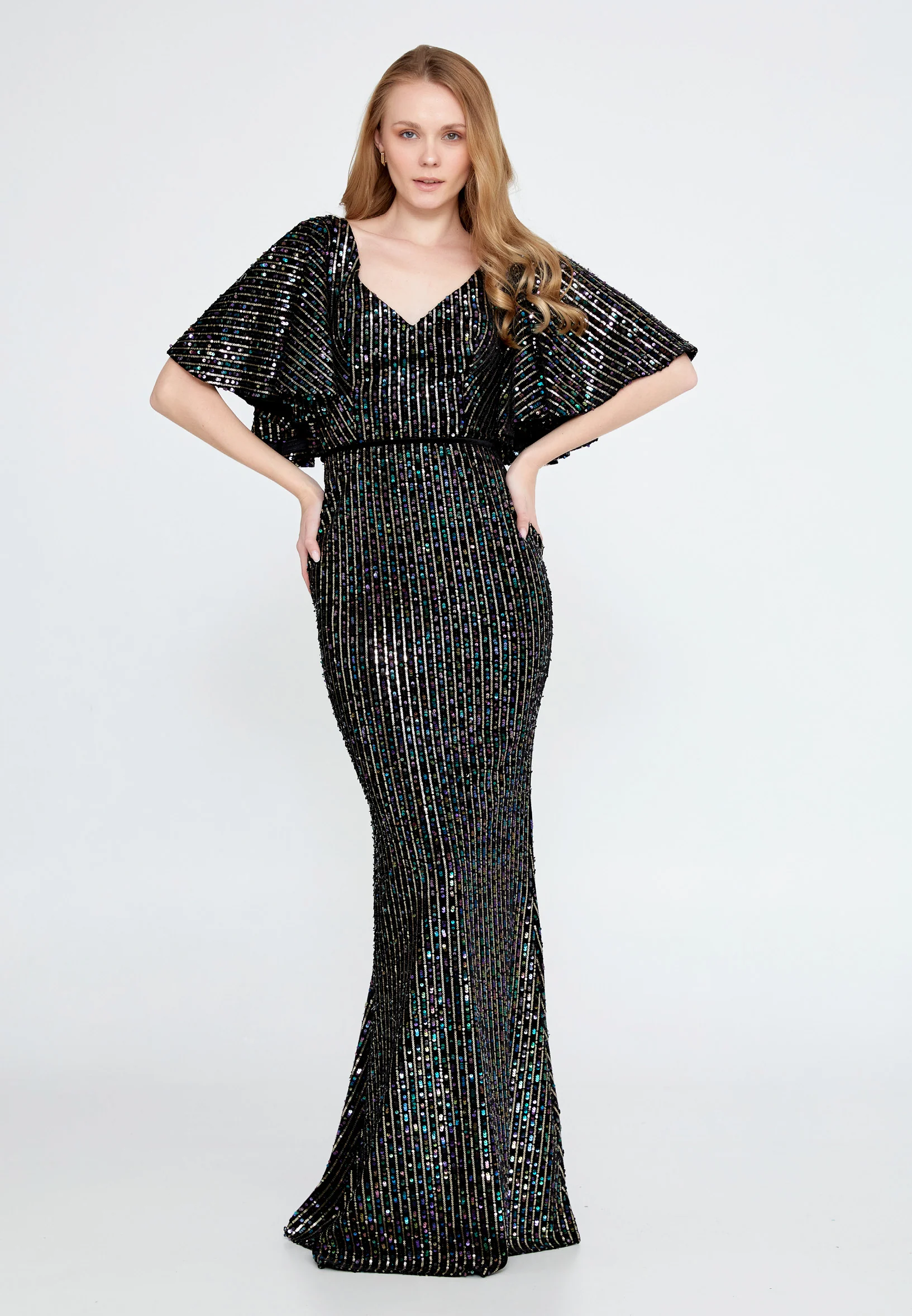 Short Sleeve Maxi Velvet Mermaid Regular Wedding Guest Dress ron9000