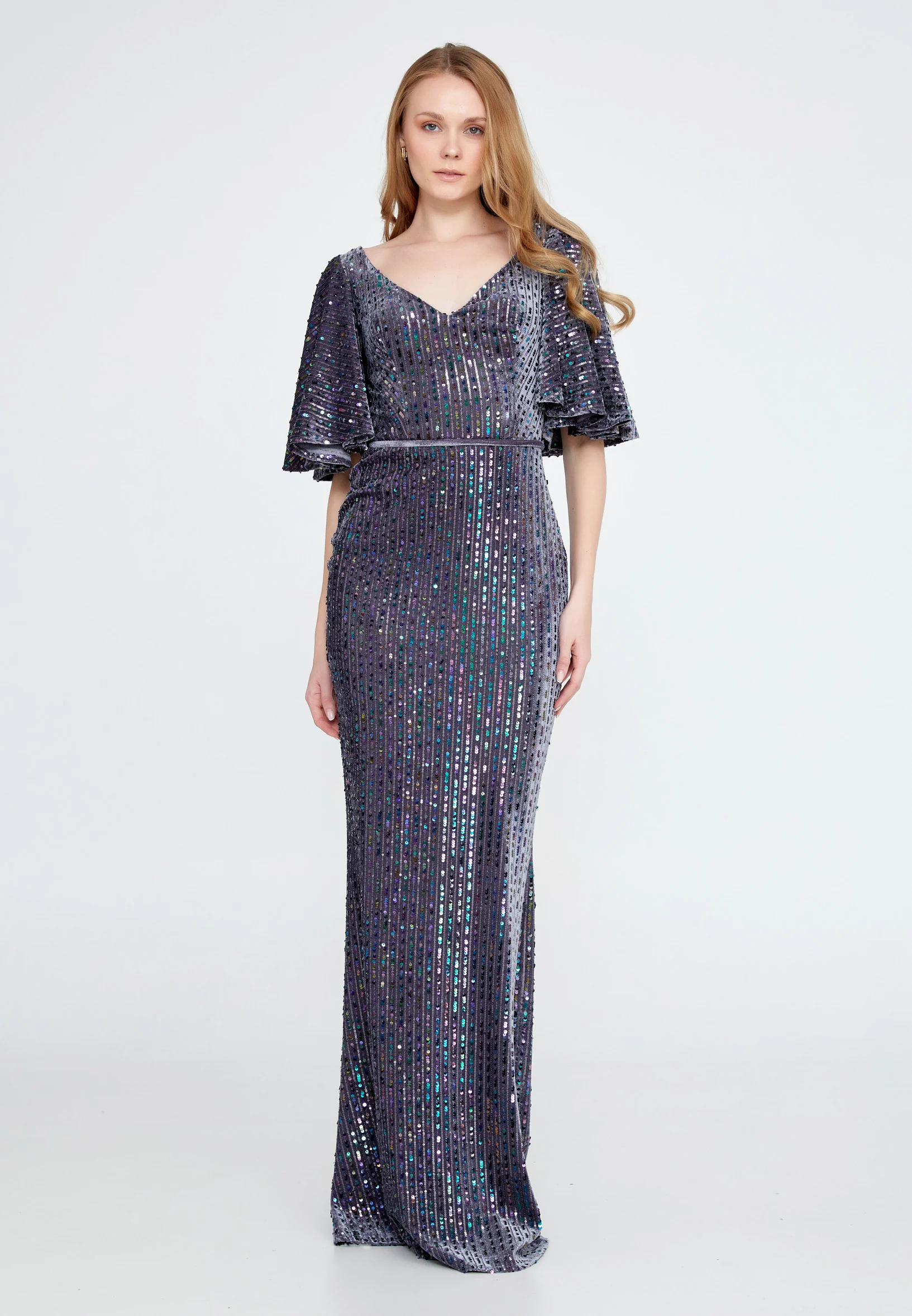 Short Sleeve Maxi Velvet Mermaid Regular Wedding Guest Dress ron9000 - Image 13