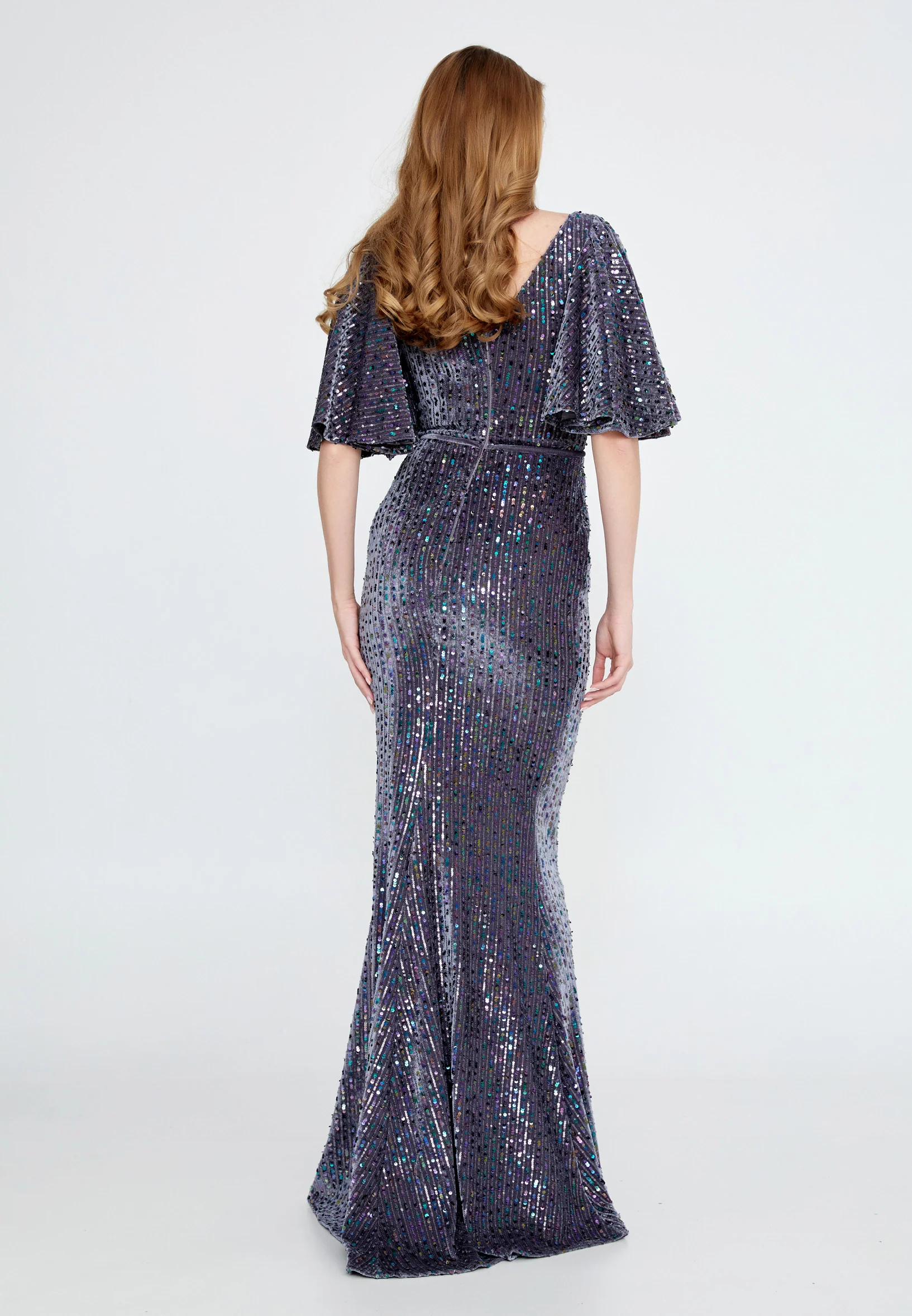 Short Sleeve Maxi Velvet Mermaid Regular Wedding Guest Dress ron9000 - Image 14