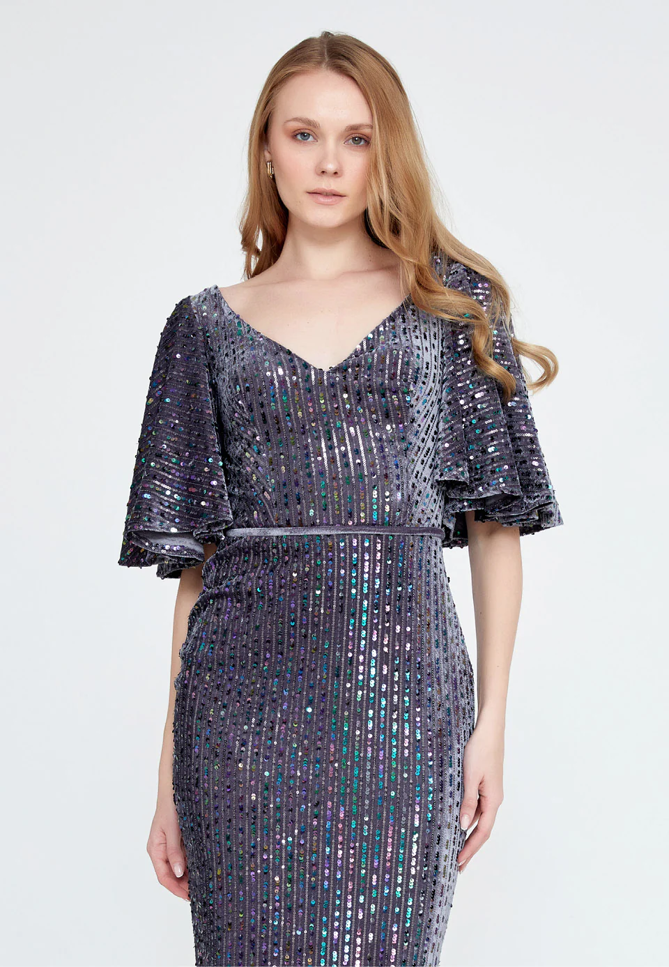Short Sleeve Maxi Velvet Mermaid Regular Wedding Guest Dress ron9000 - Image 16