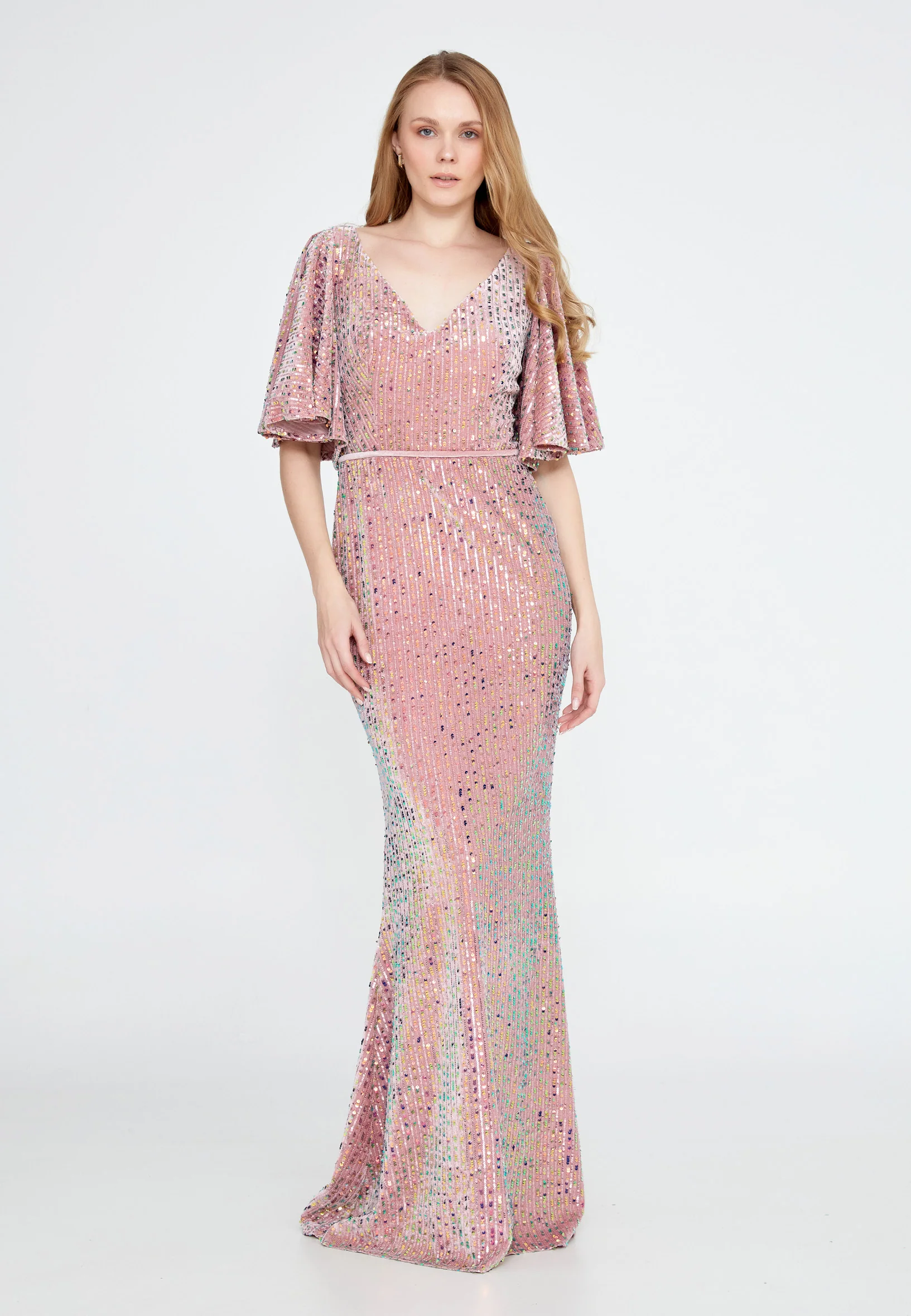 Short Sleeve Maxi Velvet Mermaid Regular Wedding Guest Dress ron9000 - Image 17
